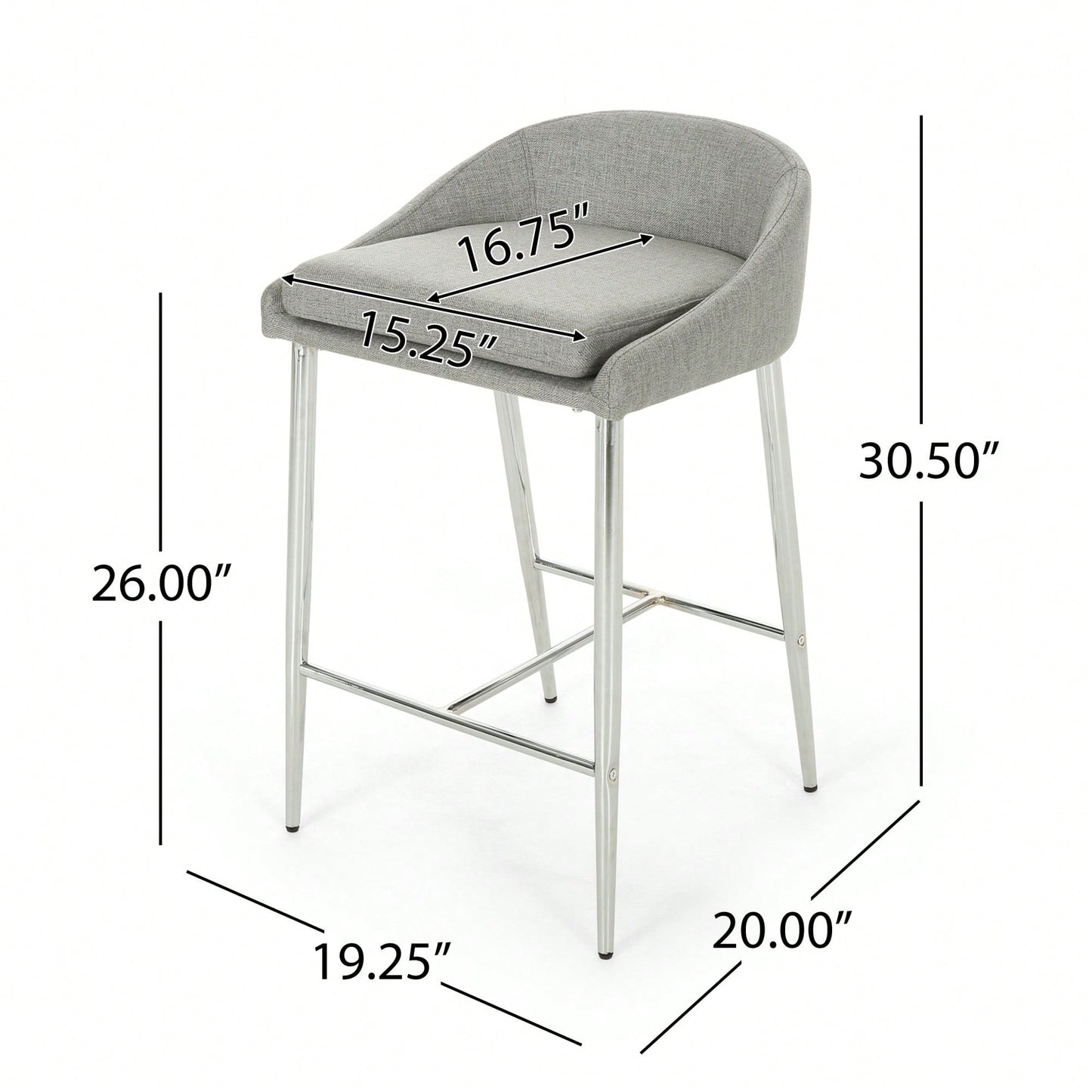 Set Of 2 Modern Counter Stools For Kitchen Island Or Bar Height Seating