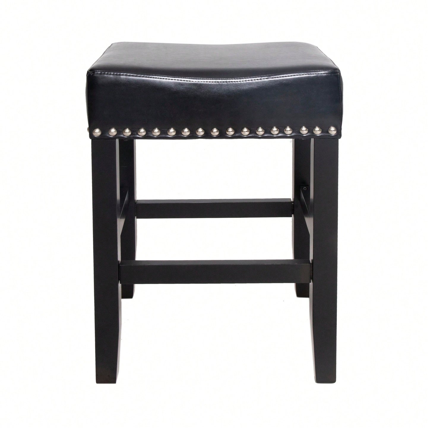 Set Of 2 26-Inch Backless Ivory Leather Counter Stools For Kitchen And Bar Seating