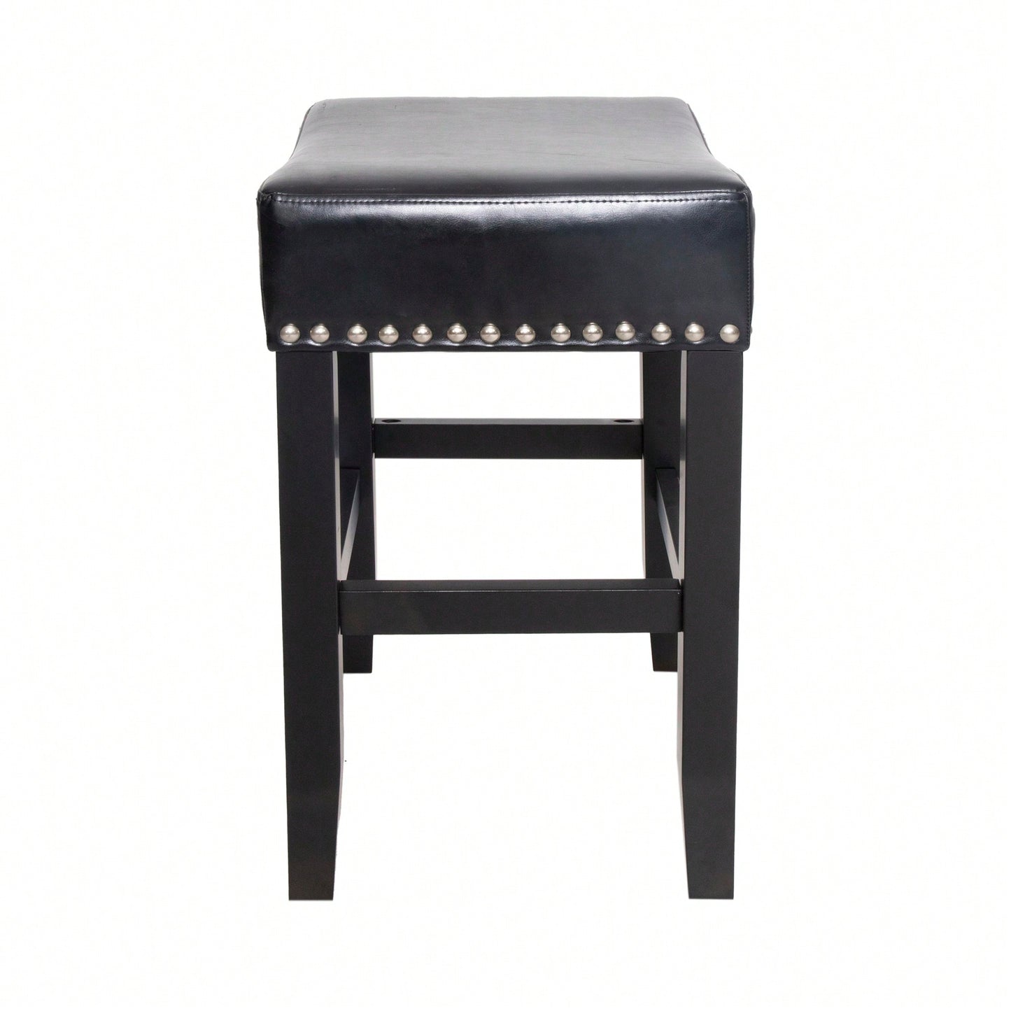 Set Of 2 26-Inch Backless Ivory Leather Counter Stools For Kitchen And Bar Seating