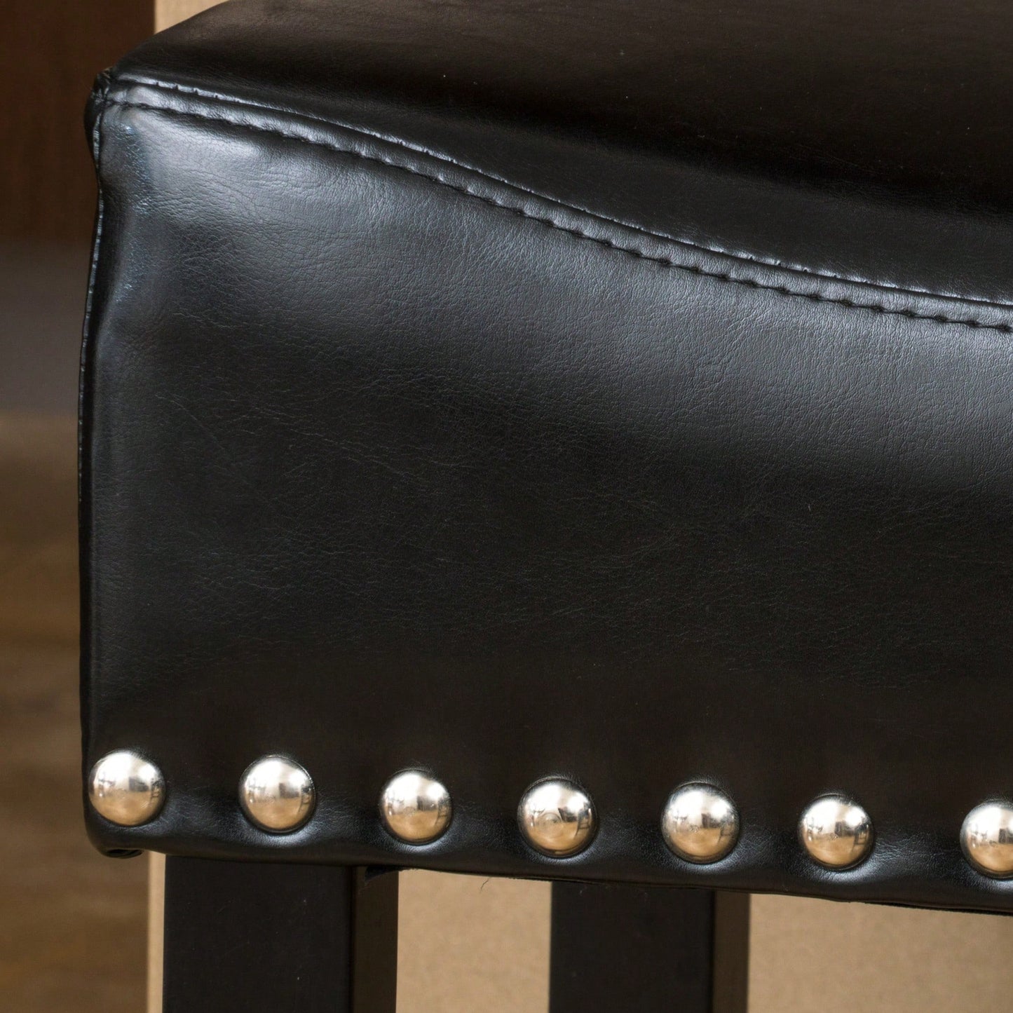 Set Of 2 26-Inch Backless Ivory Leather Counter Stools For Kitchen And Bar Seating