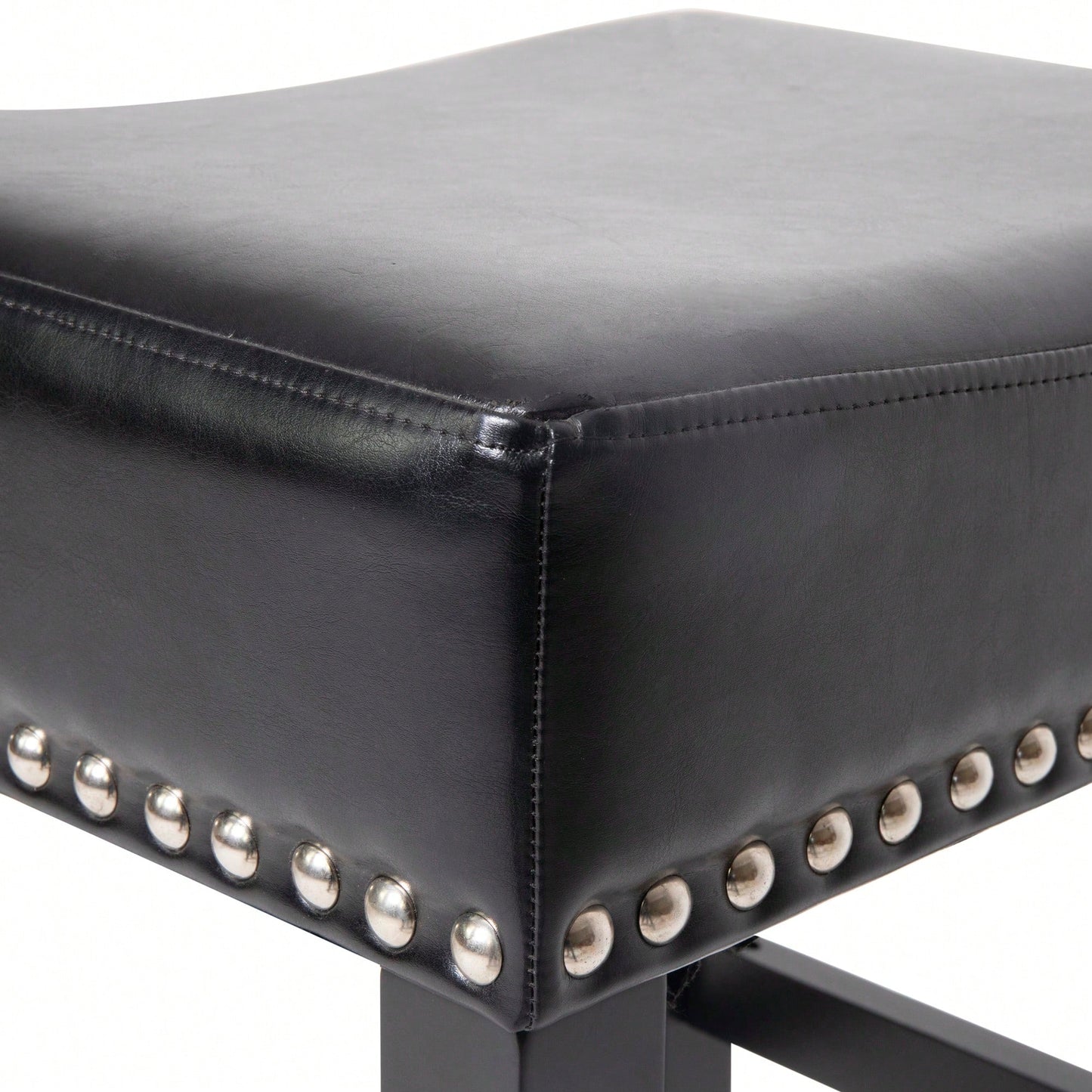 Set Of 2 26-Inch Backless Ivory Leather Counter Stools For Kitchen And Bar Seating