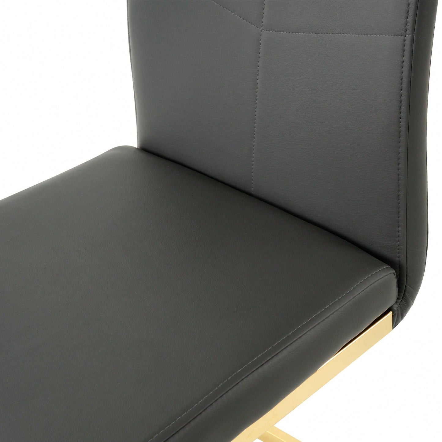 Elegant Charcoal Upholstered Dining Chair Set With Gold-Plated Metal Legs For Kitchen Living Room Bedroom