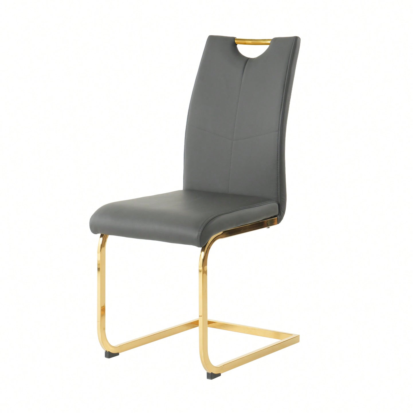 Elegant Charcoal Upholstered Dining Chair Set With Gold-Plated Metal Legs For Kitchen Living Room Bedroom