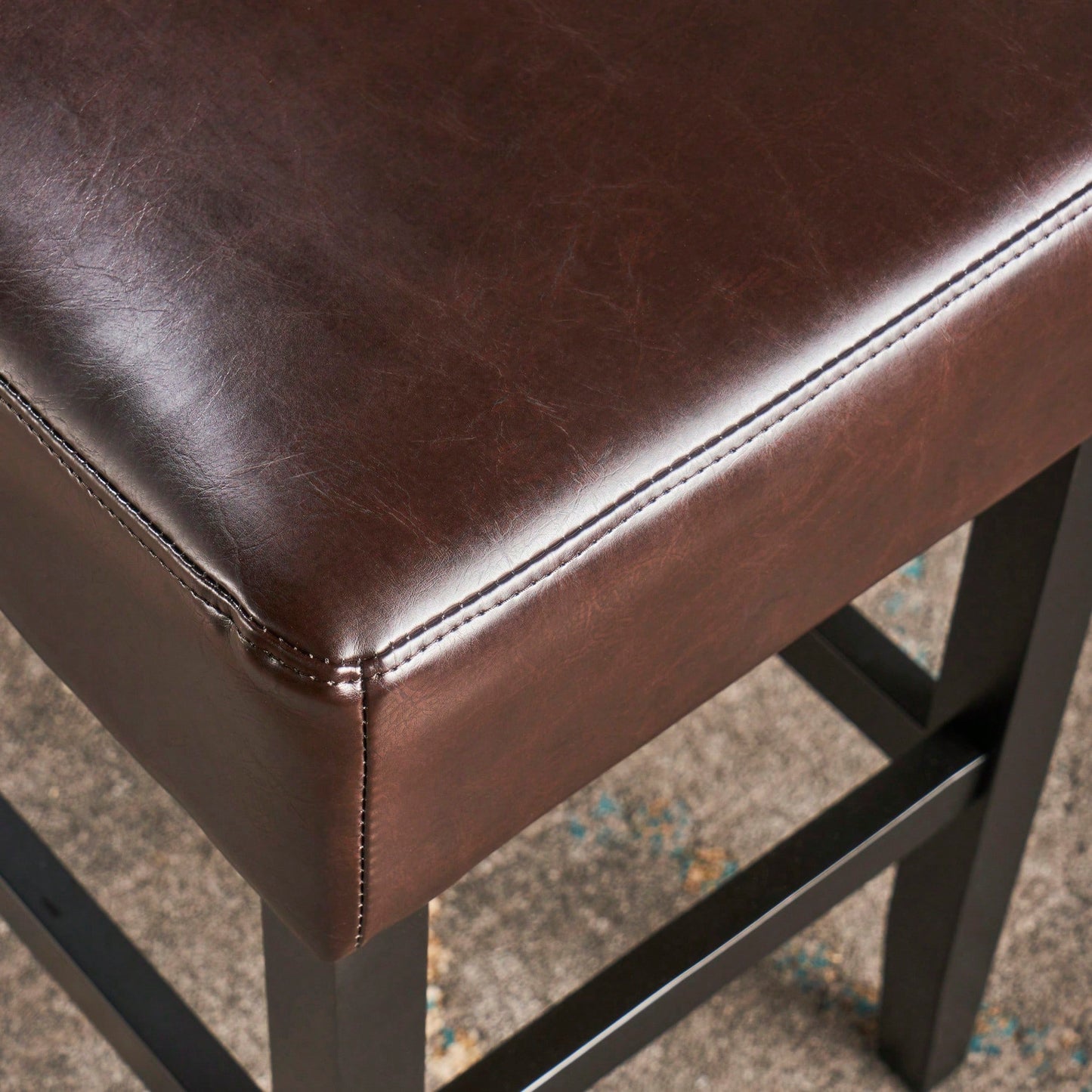 Set Of 2 Backless 26 Inch Counter Stools In Brown For Kitchen Or Bar Seating