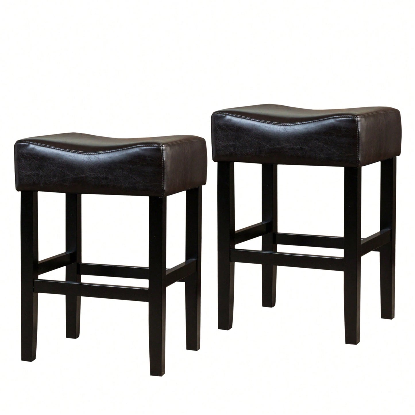 Set Of 2 Backless 26 Inch Counter Stools In Brown For Kitchen Or Bar Seating