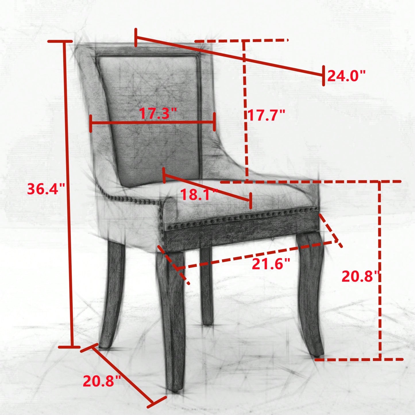 Leopard Print Thickened Fabric Dining Chairs With Solid Wood Legs And Bronze Nail Head - Set Of 2