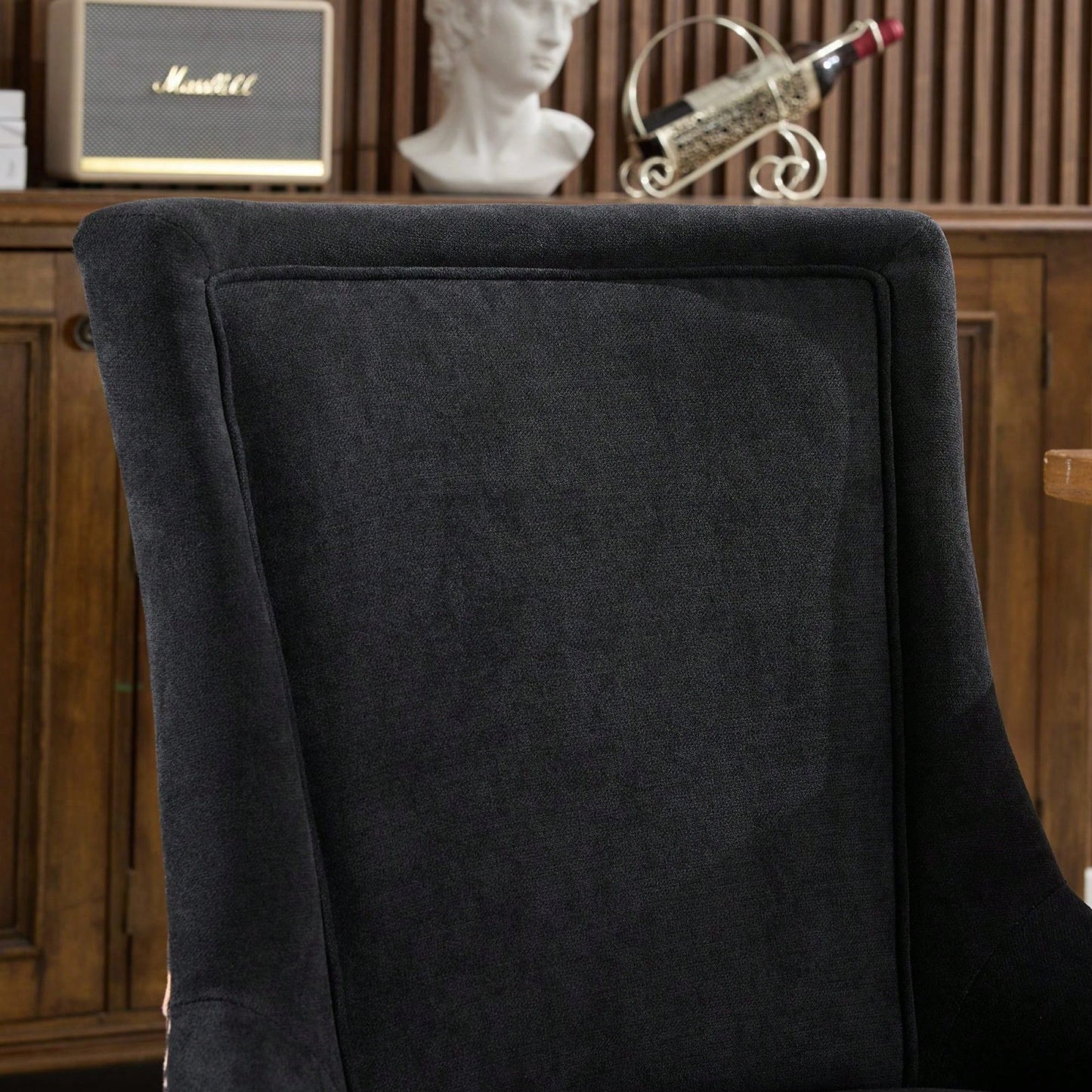 Leopard Print Thickened Fabric Dining Chairs With Solid Wood Legs And Bronze Nail Head - Set Of 2