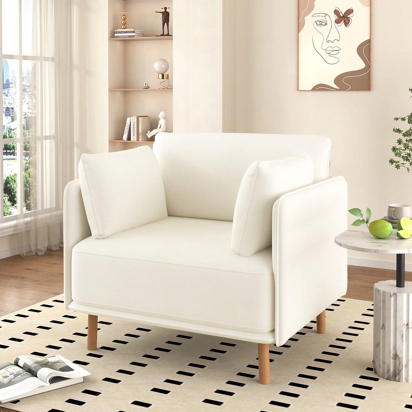 Stylish 39 Inch Upholstered Accent Chair With Plush Cushions And Elegant Armrests For Cozy Living Room Bedroom Or Office Lounge Seating