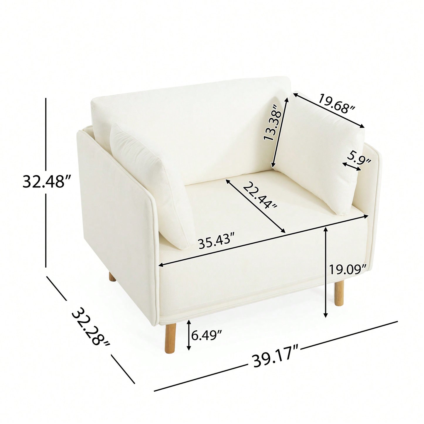 Stylish 39 Inch Upholstered Accent Chair With Plush Cushions And Elegant Armrests For Cozy Living Room Bedroom Or Office Lounge Seating