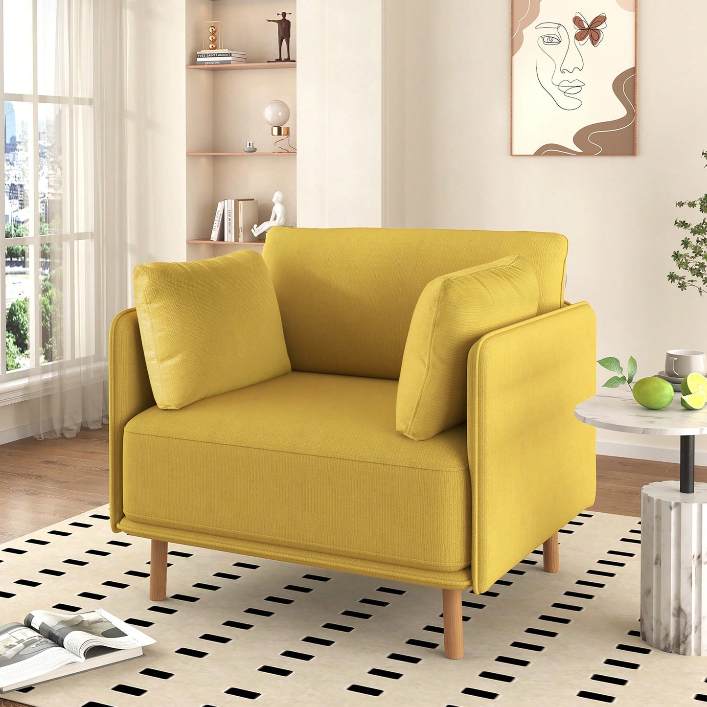 Stylish 39 Inch Upholstered Accent Chair With Plush Cushions And Elegant Armrests For Cozy Living Room Bedroom Or Office Lounge Seating
