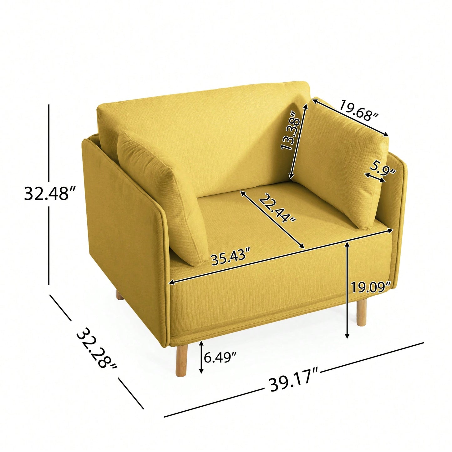Stylish 39 Inch Upholstered Accent Chair With Plush Cushions And Elegant Armrests For Cozy Living Room Bedroom Or Office Lounge Seating