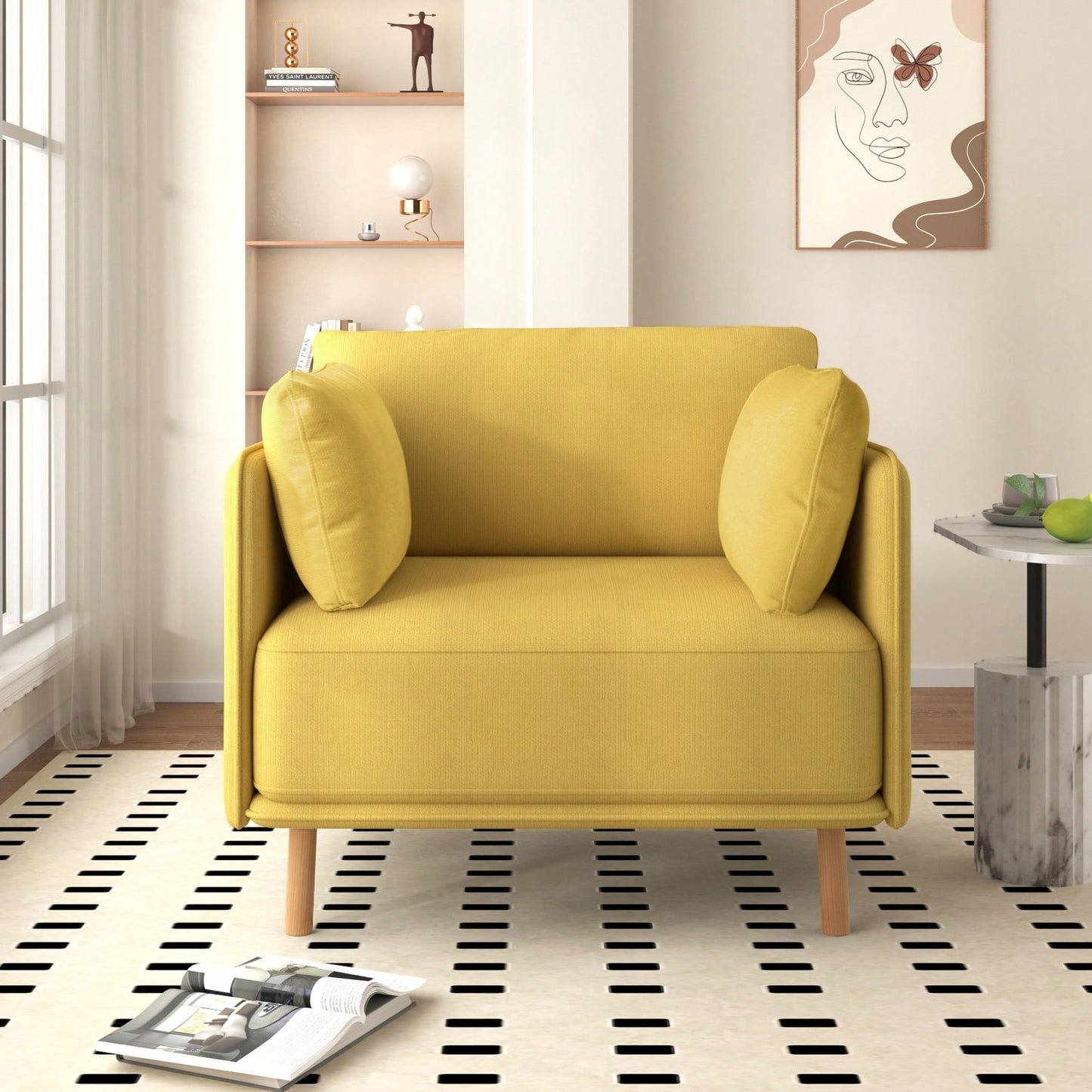 Stylish 39 Inch Upholstered Accent Chair With Plush Cushions And Elegant Armrests For Cozy Living Room Bedroom Or Office Lounge Seating