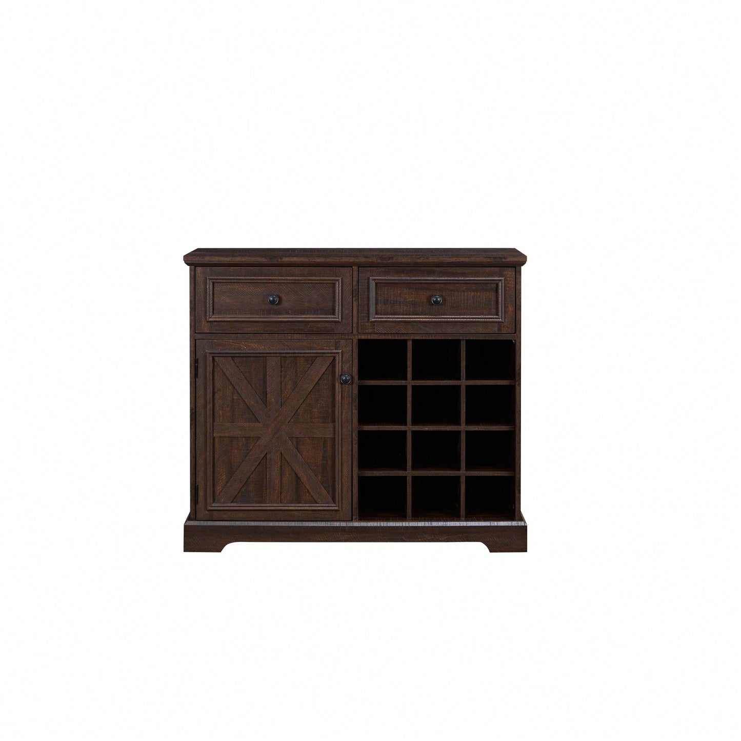 Farmhouse Style Liquor Cabinet With Drawers And Removable Wine Racks For Kitchen And Dining Room, Espresso Finish