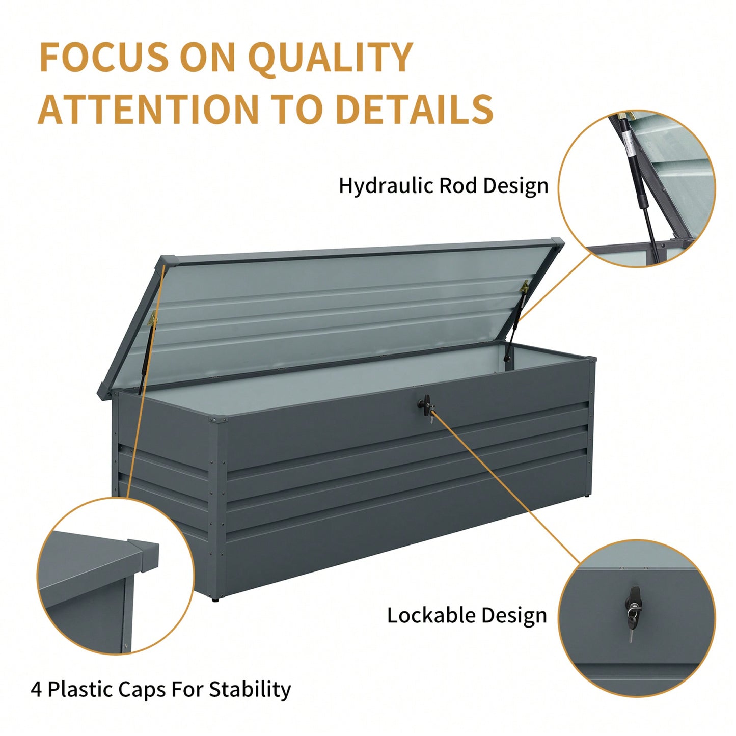Extra Large Waterproof Outdoor Deck Box For Patio Furniture Cushions And Garden Tools Dark Gray