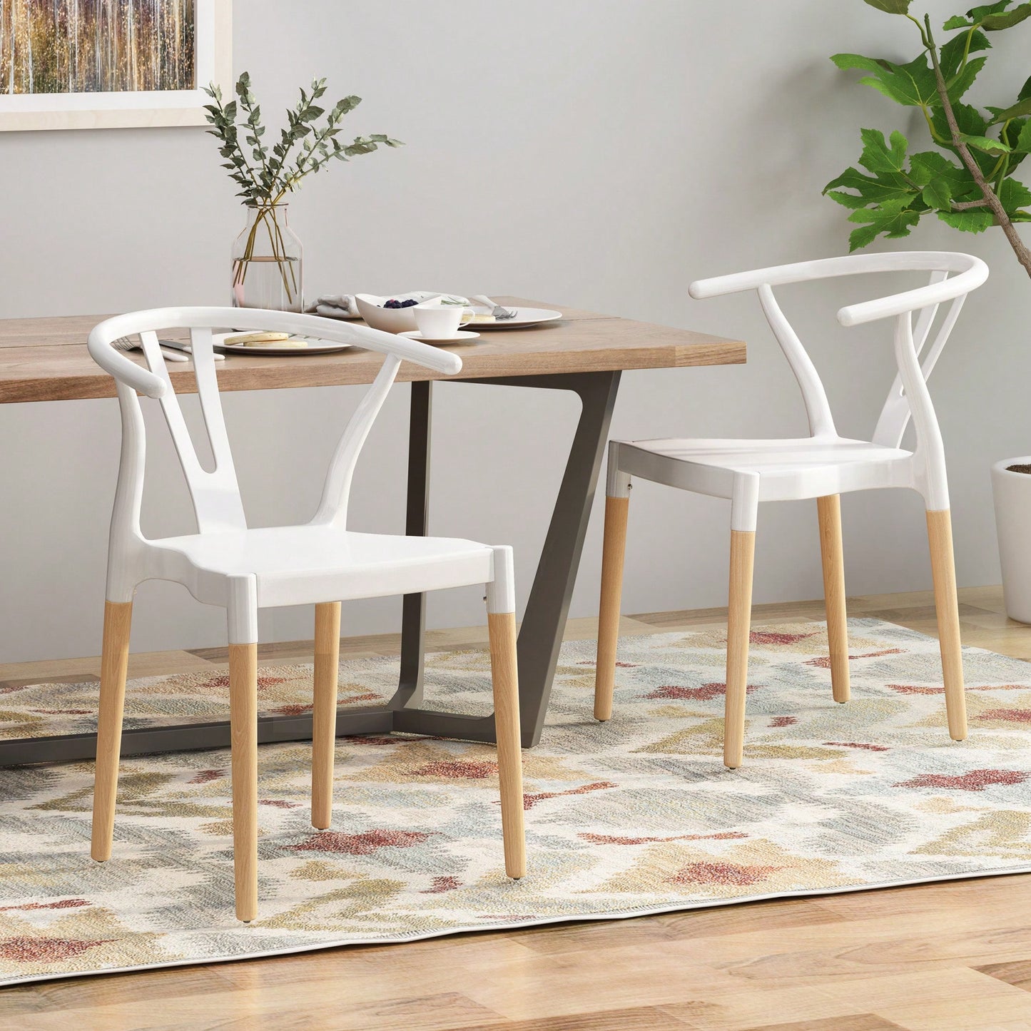 Set Of 2 Modern Plastic Dining Chairs For Home And Kitchen Use