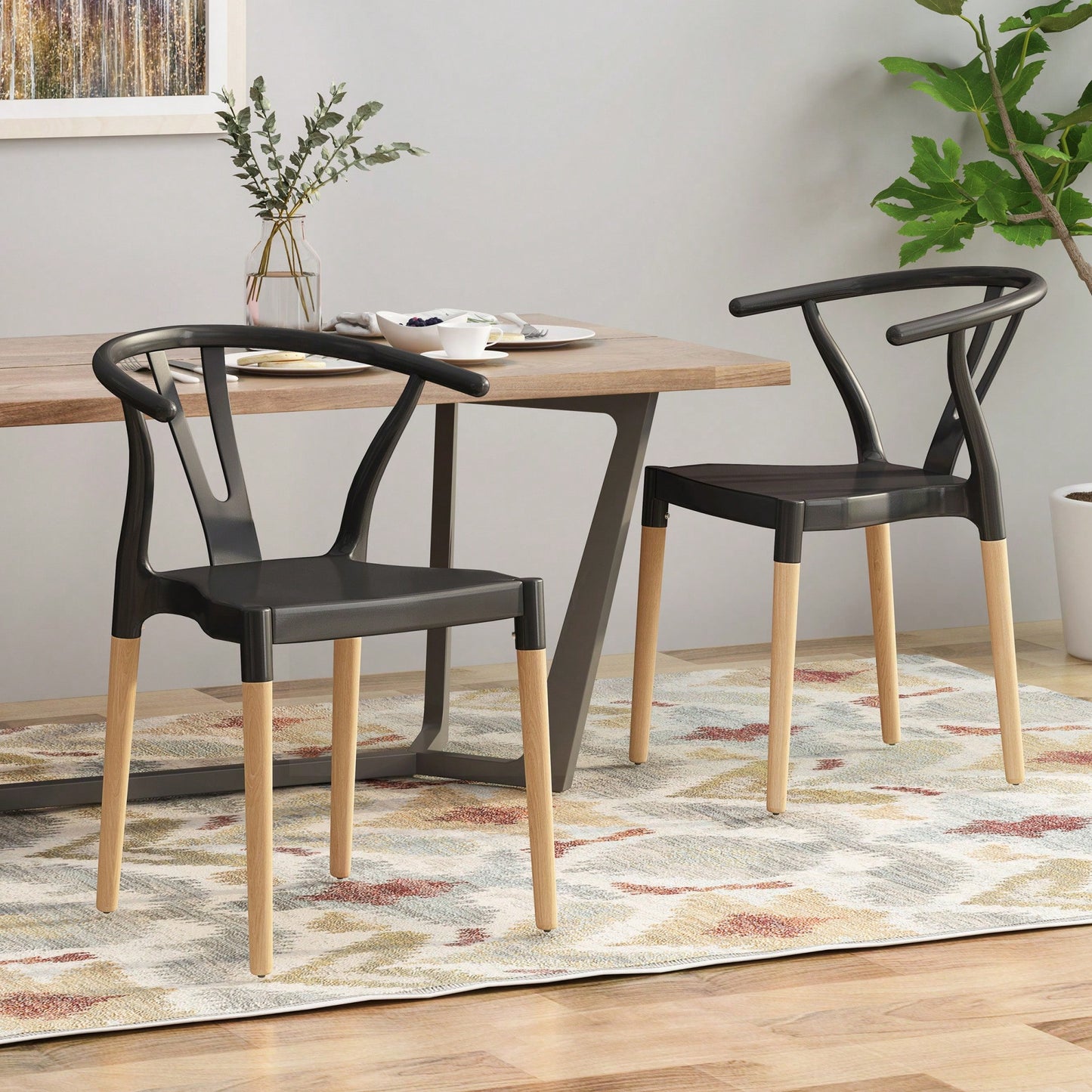 Set Of 2 Modern Plastic Dining Chairs For Home And Kitchen Use