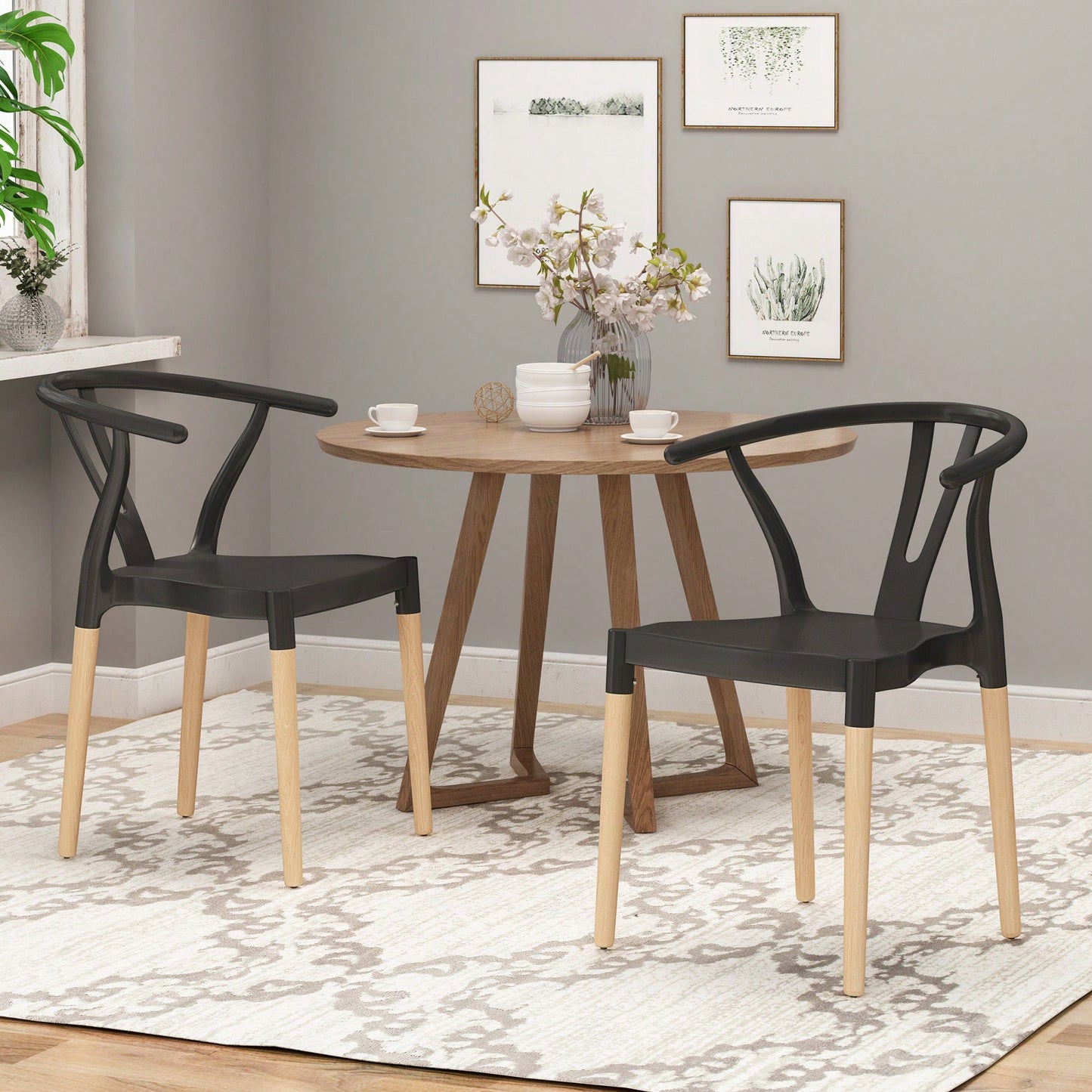 Set Of 2 Modern Plastic Dining Chairs For Home And Kitchen Use