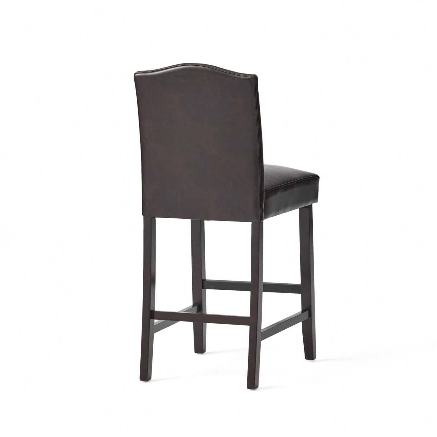 Set Of 2 Charcoal Upholstered Counter Height Barstools With Nailhead Trim And Walnut Legs