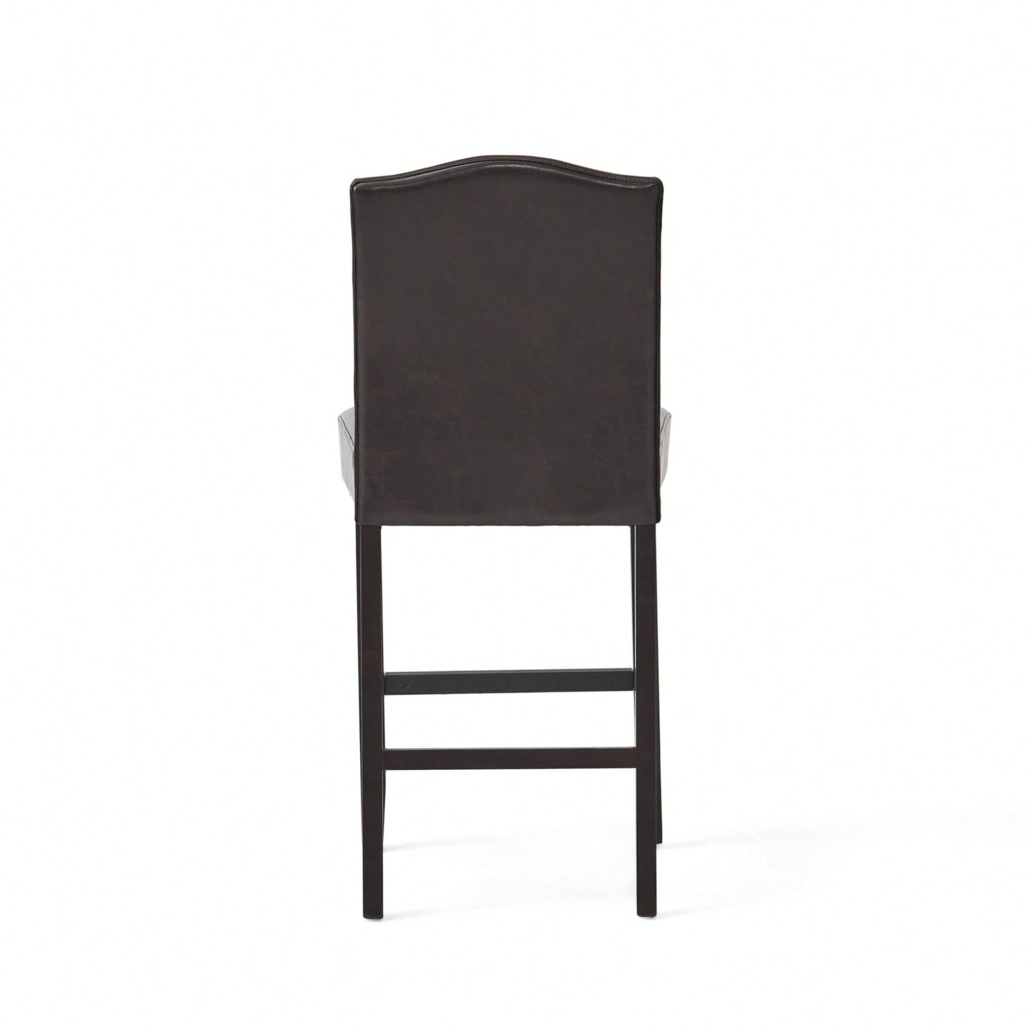 Set Of 2 Charcoal Upholstered Counter Height Barstools With Nailhead Trim And Walnut Legs