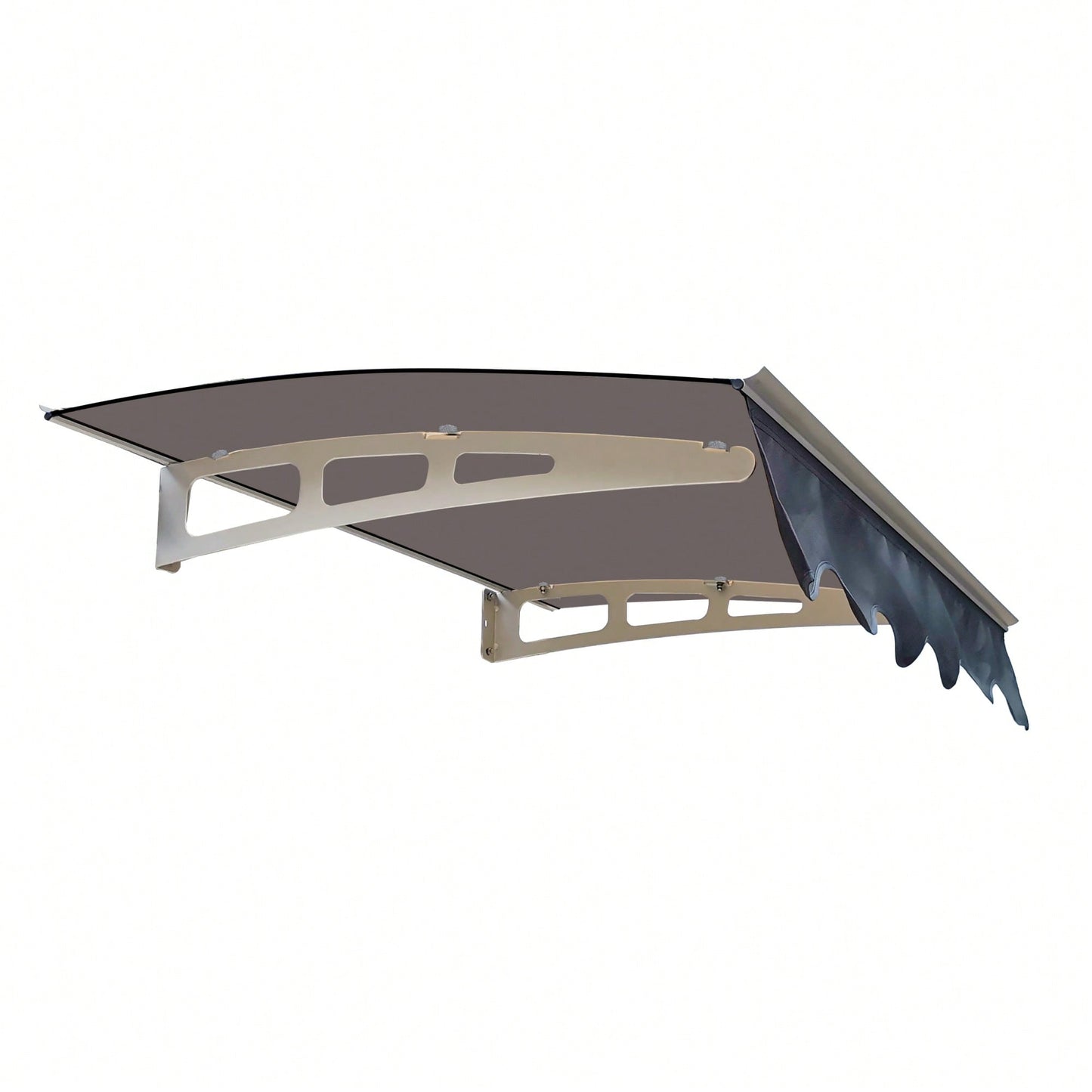 Crystal Clear Polycarbonate Door Window Awning With Aluminum Alloy Valance 47 Inch Wide X 34 Inch Deep For Wooden Wall Home Brown Roof