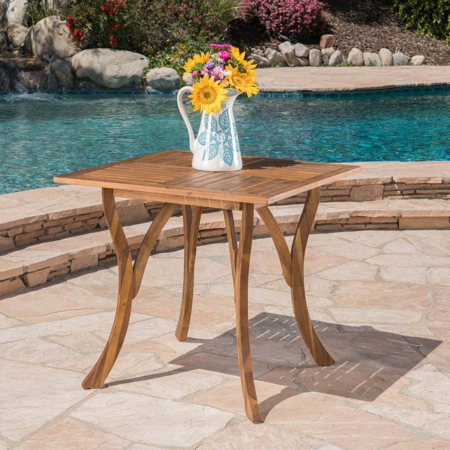 Rustic 31.5 Inch Square Wooden Dining Table For Modern Home Decor