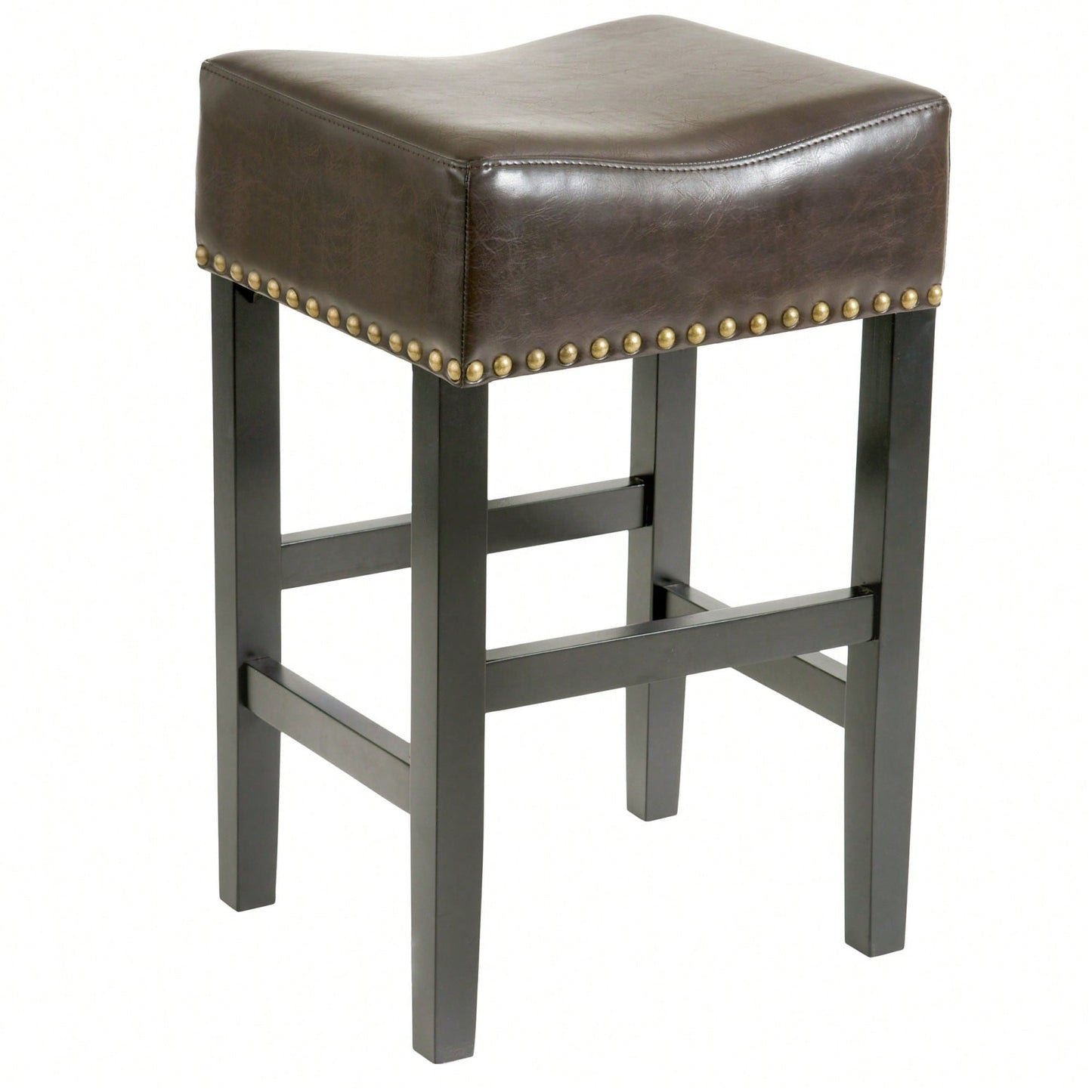 30-Inch Backless Brown Leather Counter Stool Set Of 2 For Kitchen And Dining Use