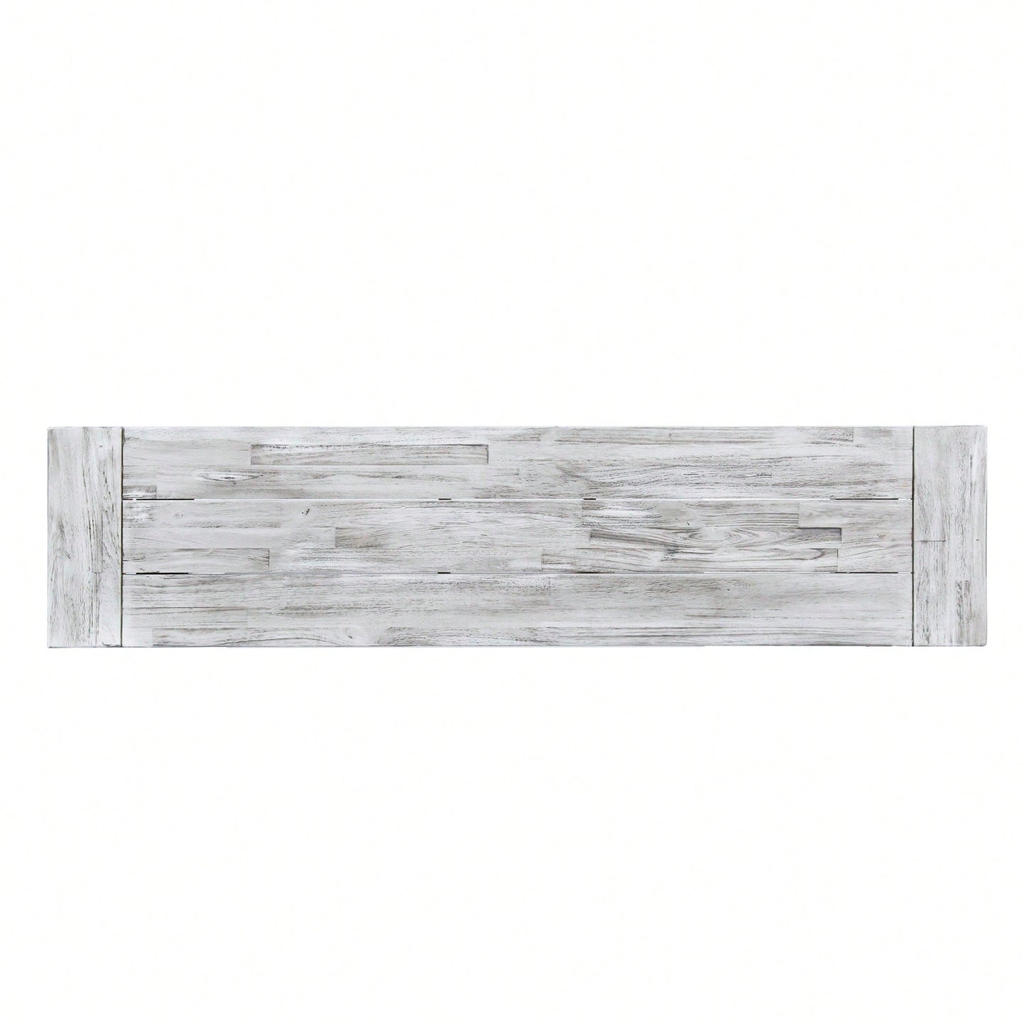 Sandblast Acacia Wood Dining Bench With Black Rustic Metal Frame Light Grey