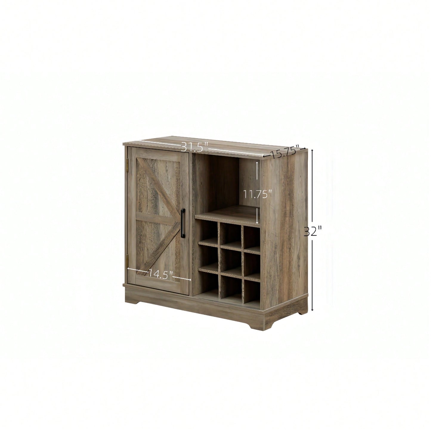 Farmhouse Style Wine Bar Cabinet With Barn Door, Adjustable Shelves, Drawer, And Wine Rack For Liquor And Glasses Storage, Espresso Finish