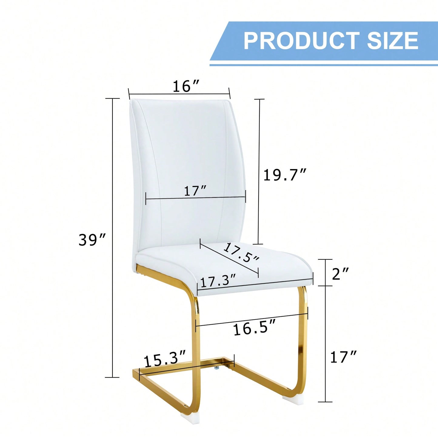 Set Of 4 Black PU High Resilience Dining Chairs With Gold Arched Metal Legs