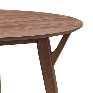 Modern Round Wooden Dining Table For 4 - Space-Saving Kitchen Table In Black For Living Room, Apartment, Restaurant