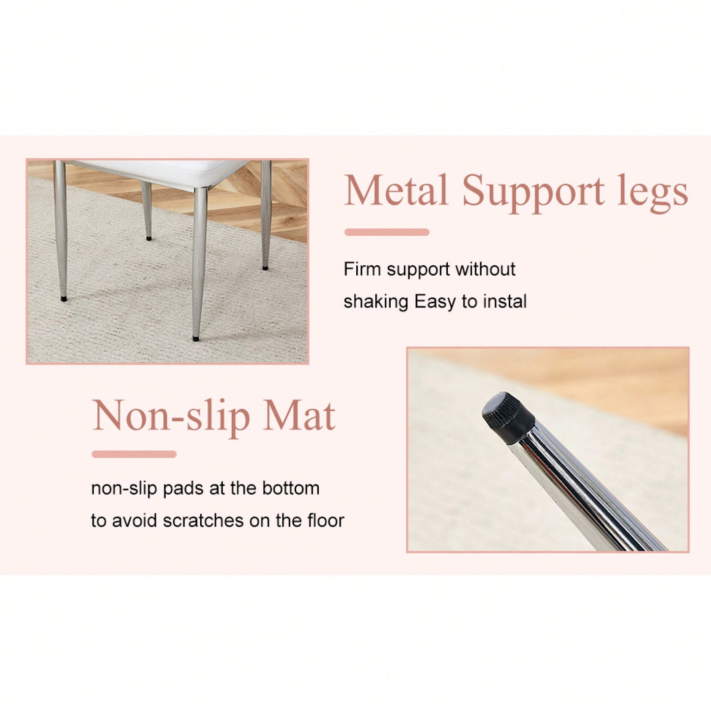 Set Of Four Modern White PU Dining Chairs With Silver Metal Legs For Restaurants And Cafes