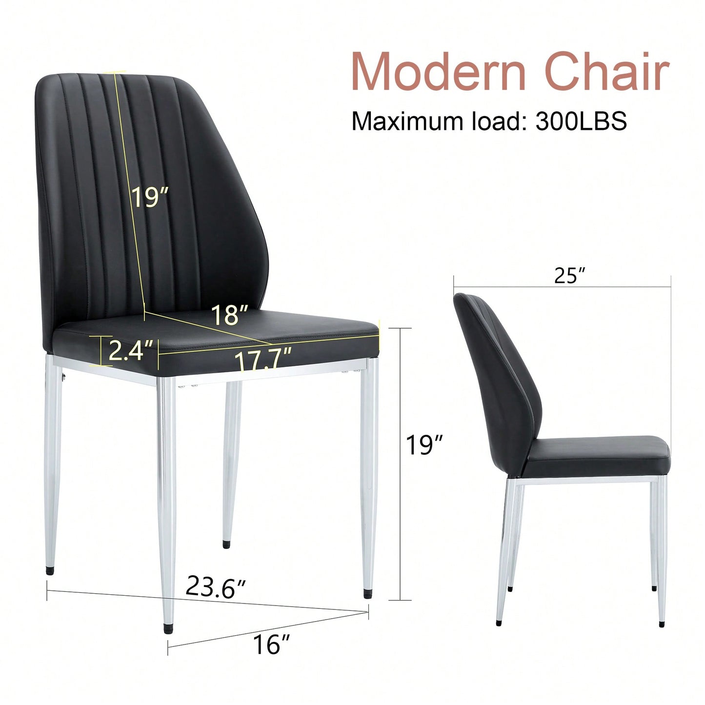 Set Of Four Modern White PU Dining Chairs With Silver Metal Legs For Restaurants And Cafes