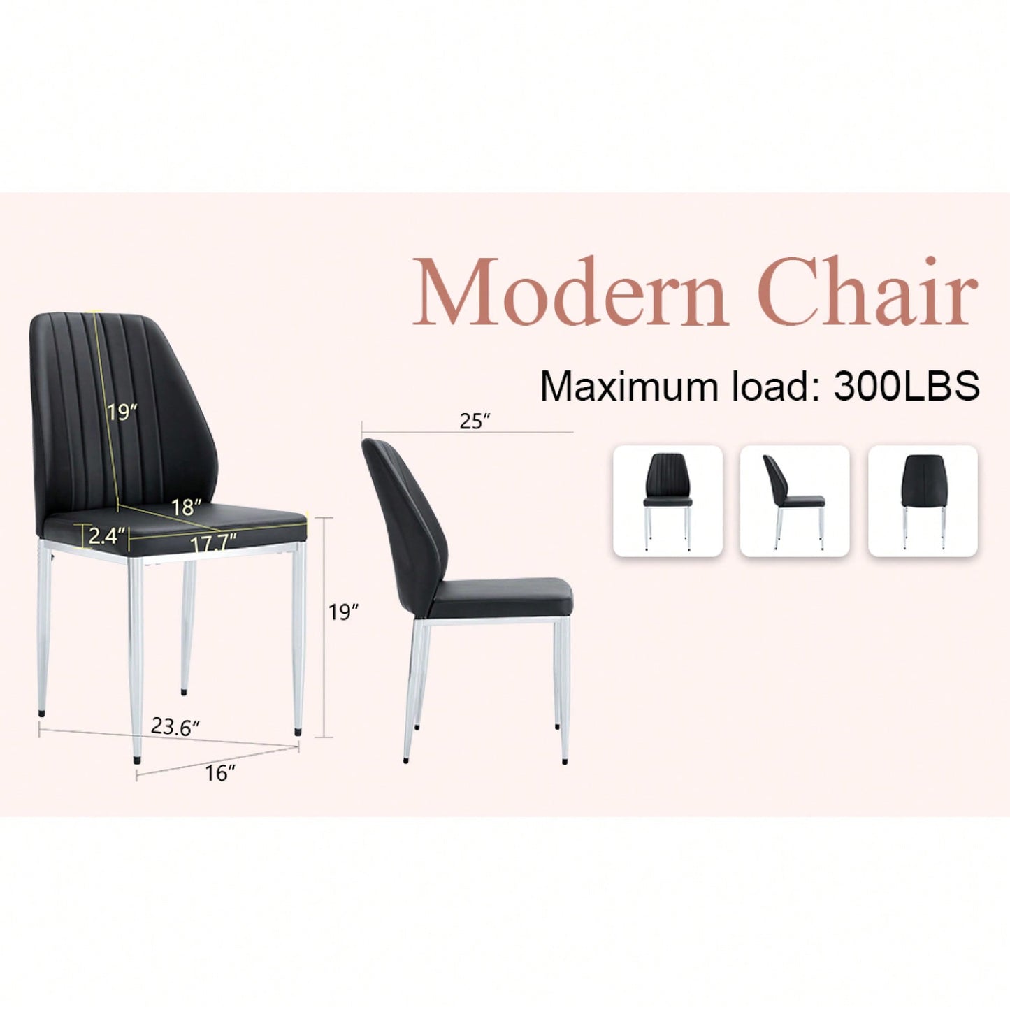 Set Of Four Modern White PU Dining Chairs With Silver Metal Legs For Restaurants And Cafes