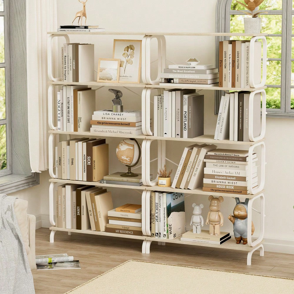 5 Tier Vintage Industrial Style Bookshelf With Metal Frame For Home Office And Living Room Rustic Brown Open Shelves