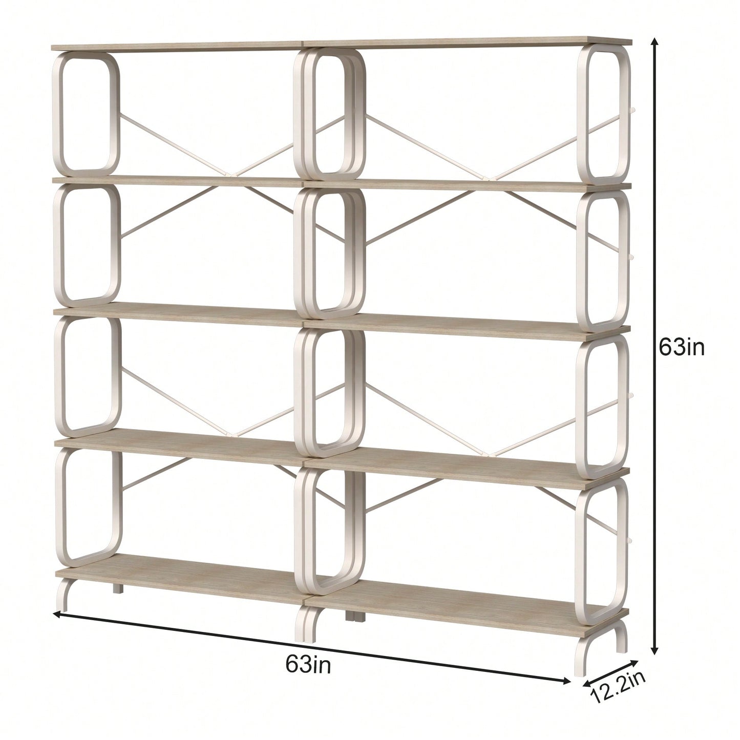 5 Tier Vintage Industrial Style Bookshelf With Metal Frame For Home Office And Living Room Rustic Brown Open Shelves