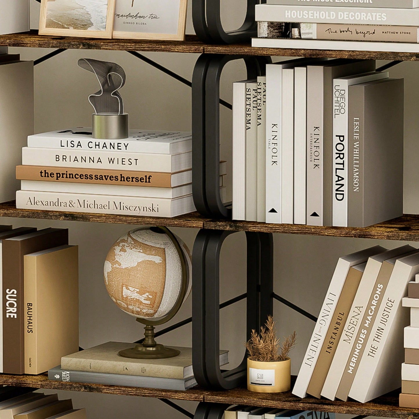 5 Tier Vintage Industrial Style Bookshelf With Metal Frame For Home Office And Living Room Rustic Brown Open Shelves
