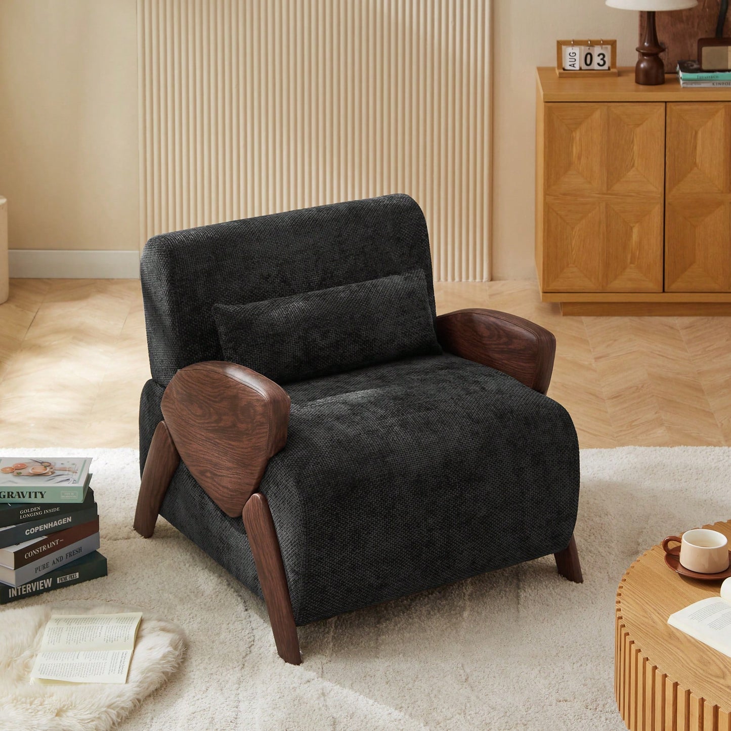 Stylish Modern Accent Armchair With Plush Cushions And Comfortable Armrests For Living Room Bedroom Or Office