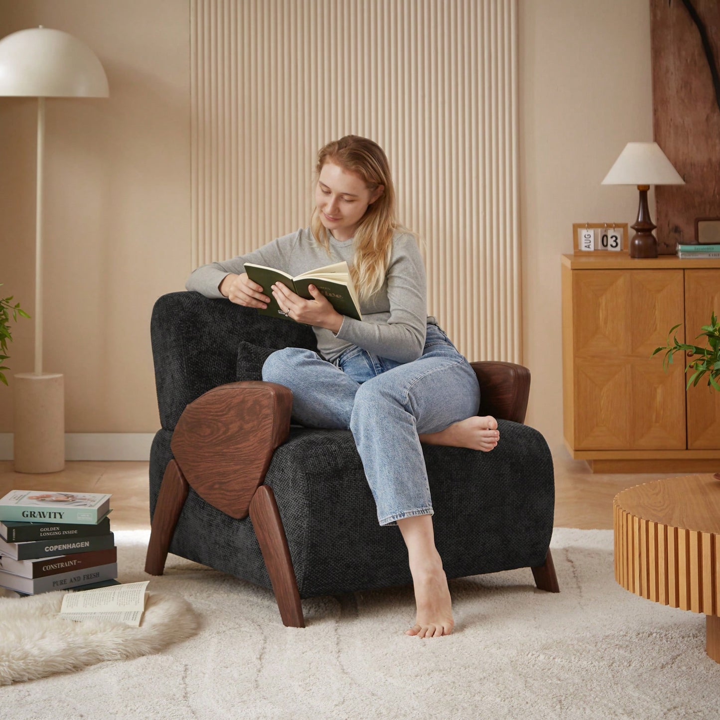 Stylish Modern Accent Armchair With Plush Cushions And Comfortable Armrests For Living Room Bedroom Or Office