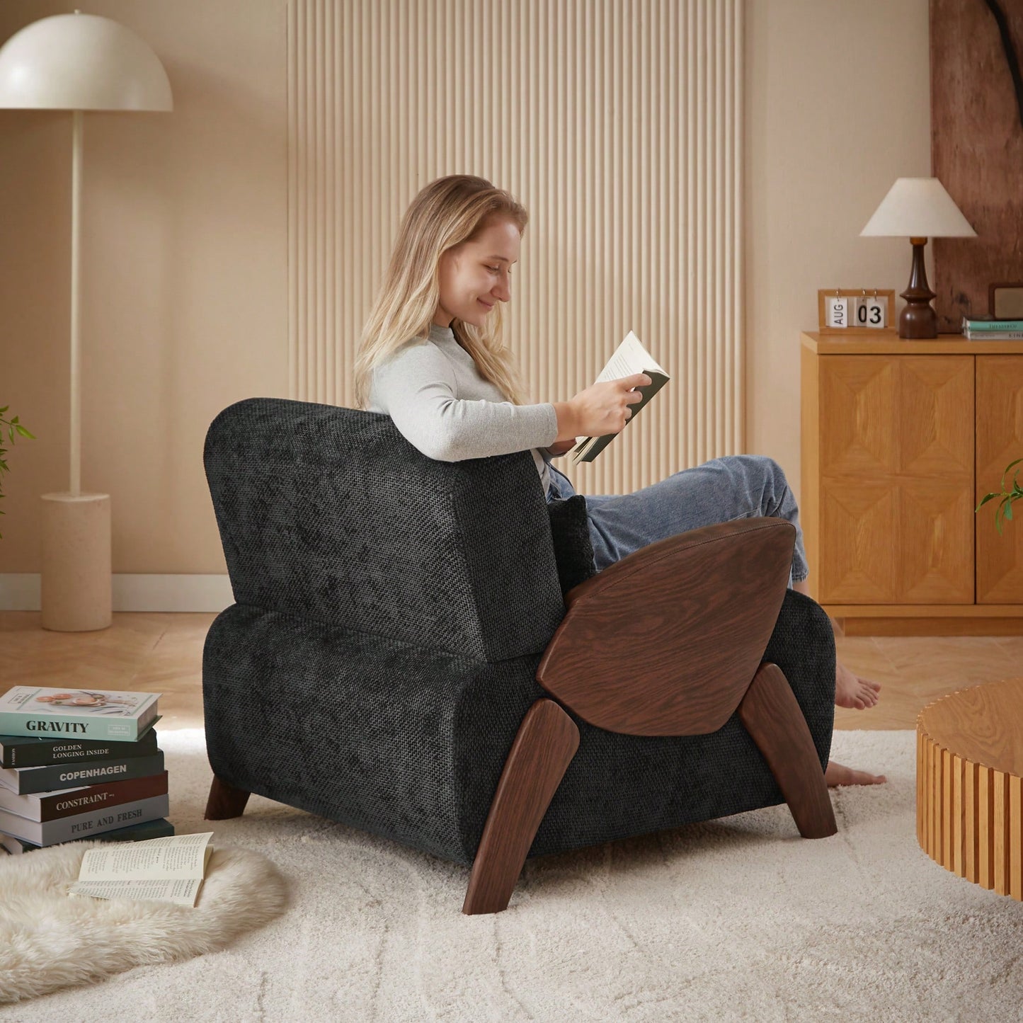 Stylish Modern Accent Armchair With Plush Cushions And Comfortable Armrests For Living Room Bedroom Or Office