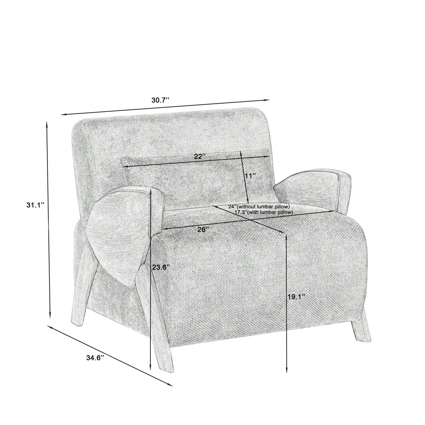 Stylish Modern Accent Armchair With Plush Cushions And Comfortable Armrests For Living Room Bedroom Or Office