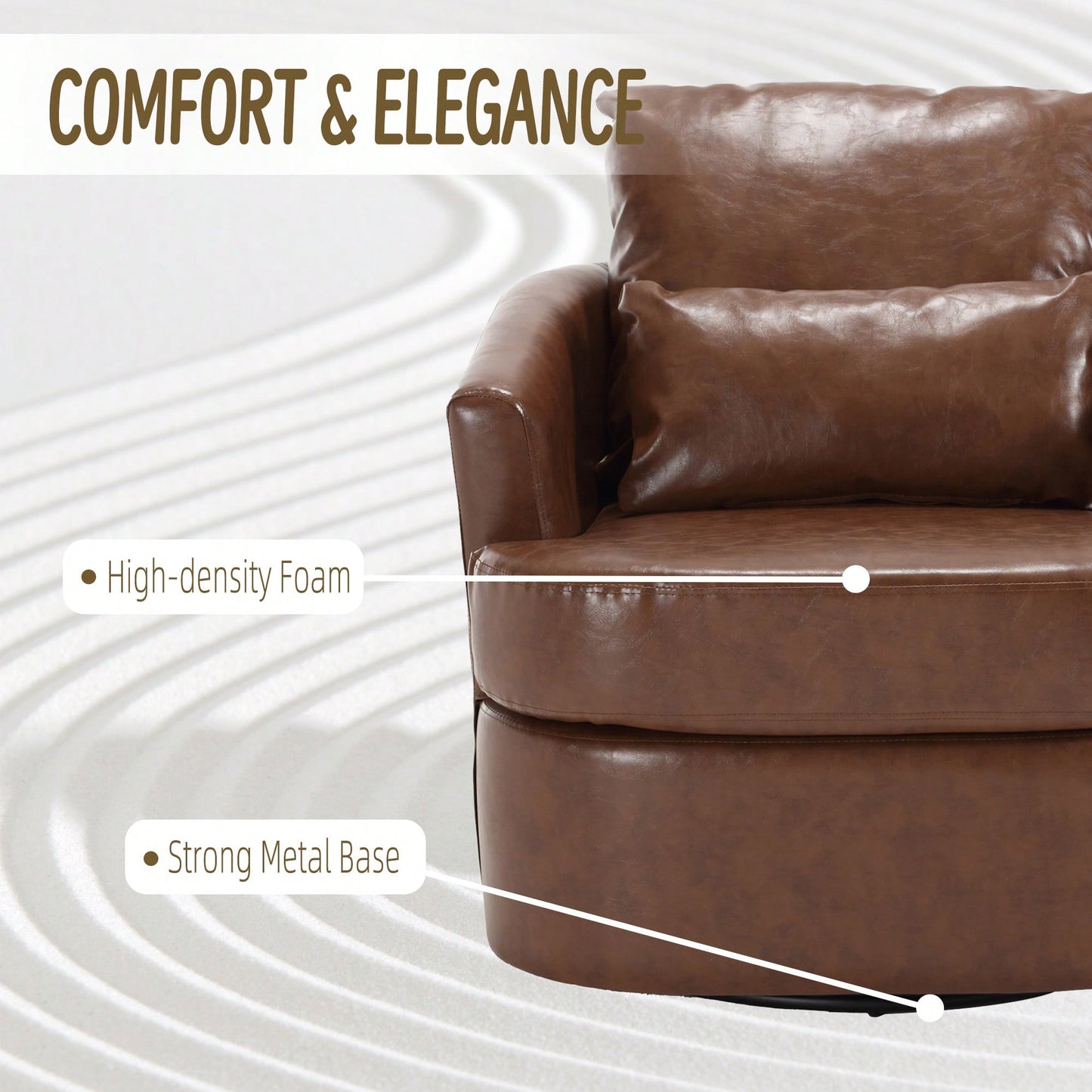 Comfy 360 Degree Swivel Barrel Accent Chair For Living Room, Nursery, Office, And Lounge In Black PU
