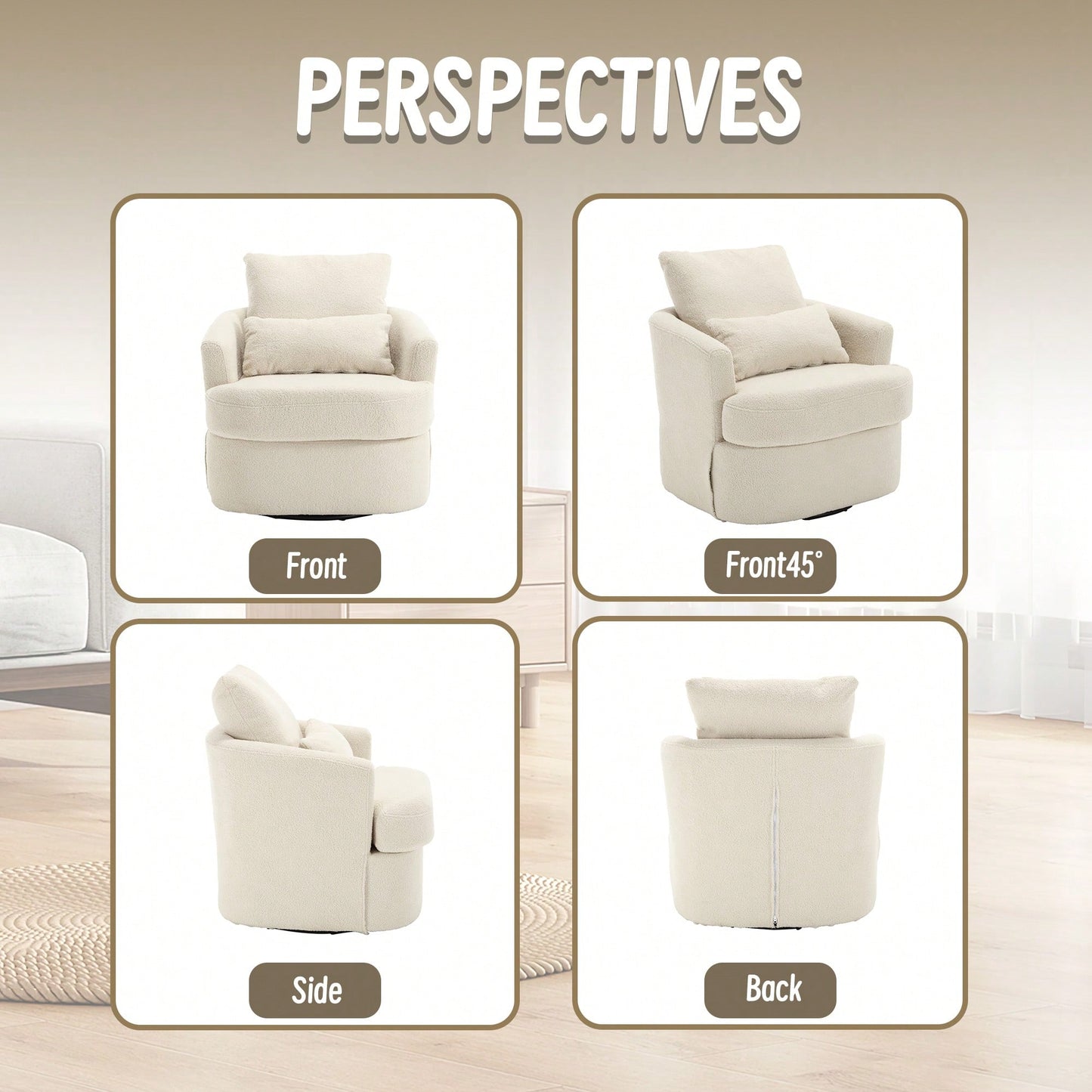 Comfy 360 Degree Swivel Barrel Accent Chair For Living Room, Nursery, Office, And Lounge In Black PU