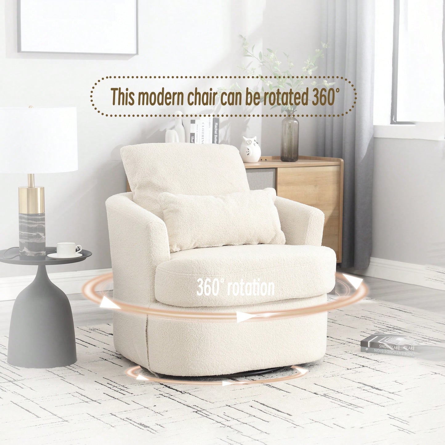 Comfy 360 Degree Swivel Barrel Accent Chair For Living Room, Nursery, Office, And Lounge In Black PU