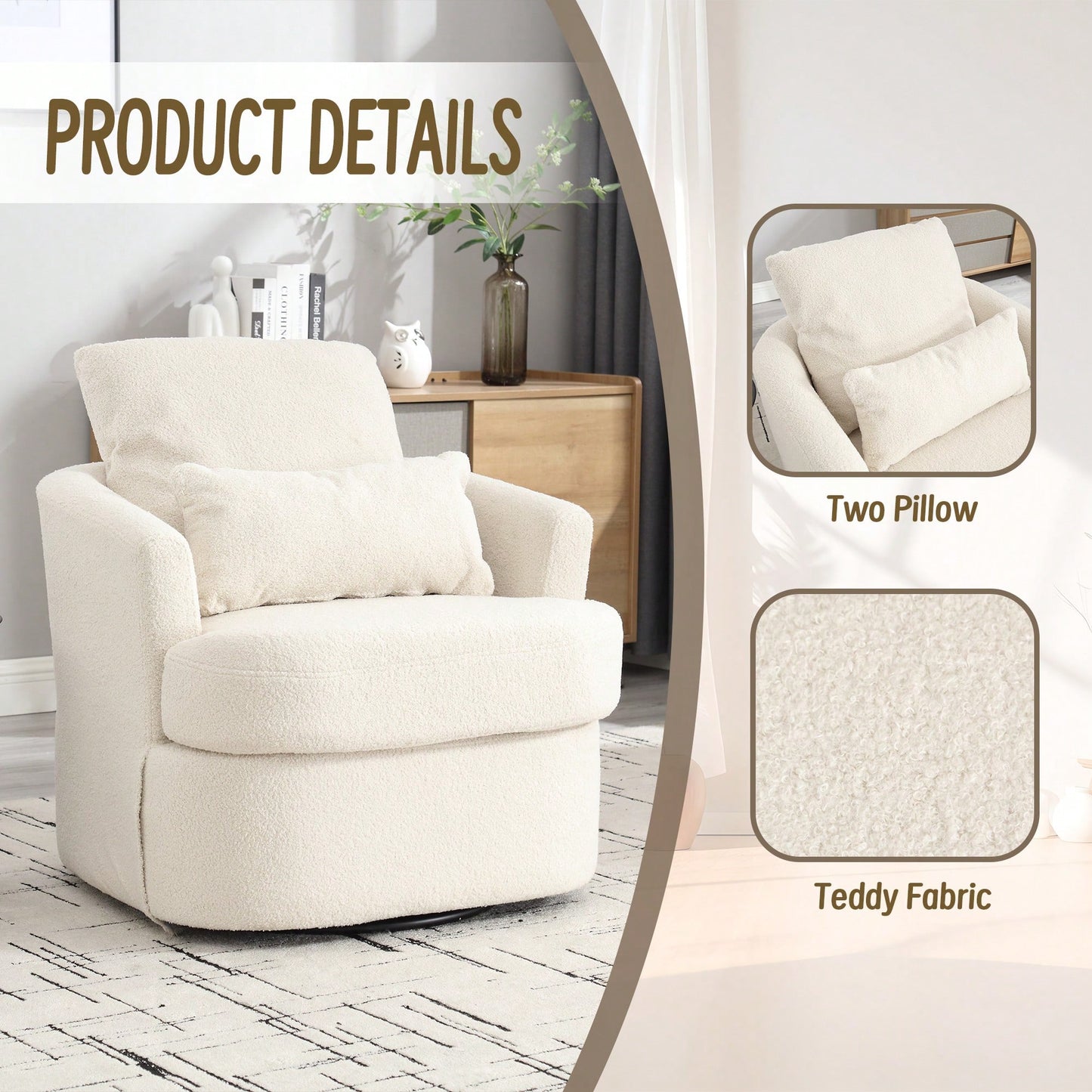 Comfy 360 Degree Swivel Barrel Accent Chair For Living Room, Nursery, Office, And Lounge In Black PU