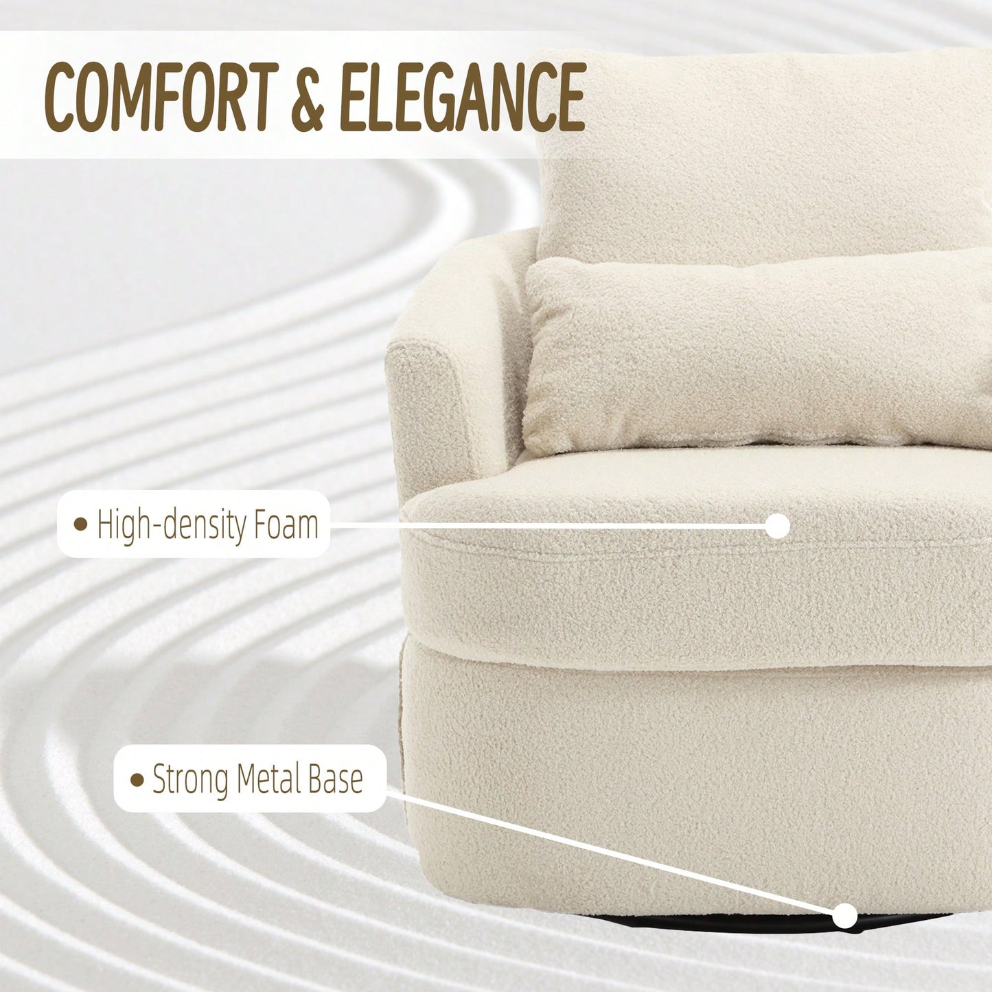 Comfy 360 Degree Swivel Barrel Accent Chair For Living Room, Nursery, Office, And Lounge In Black PU