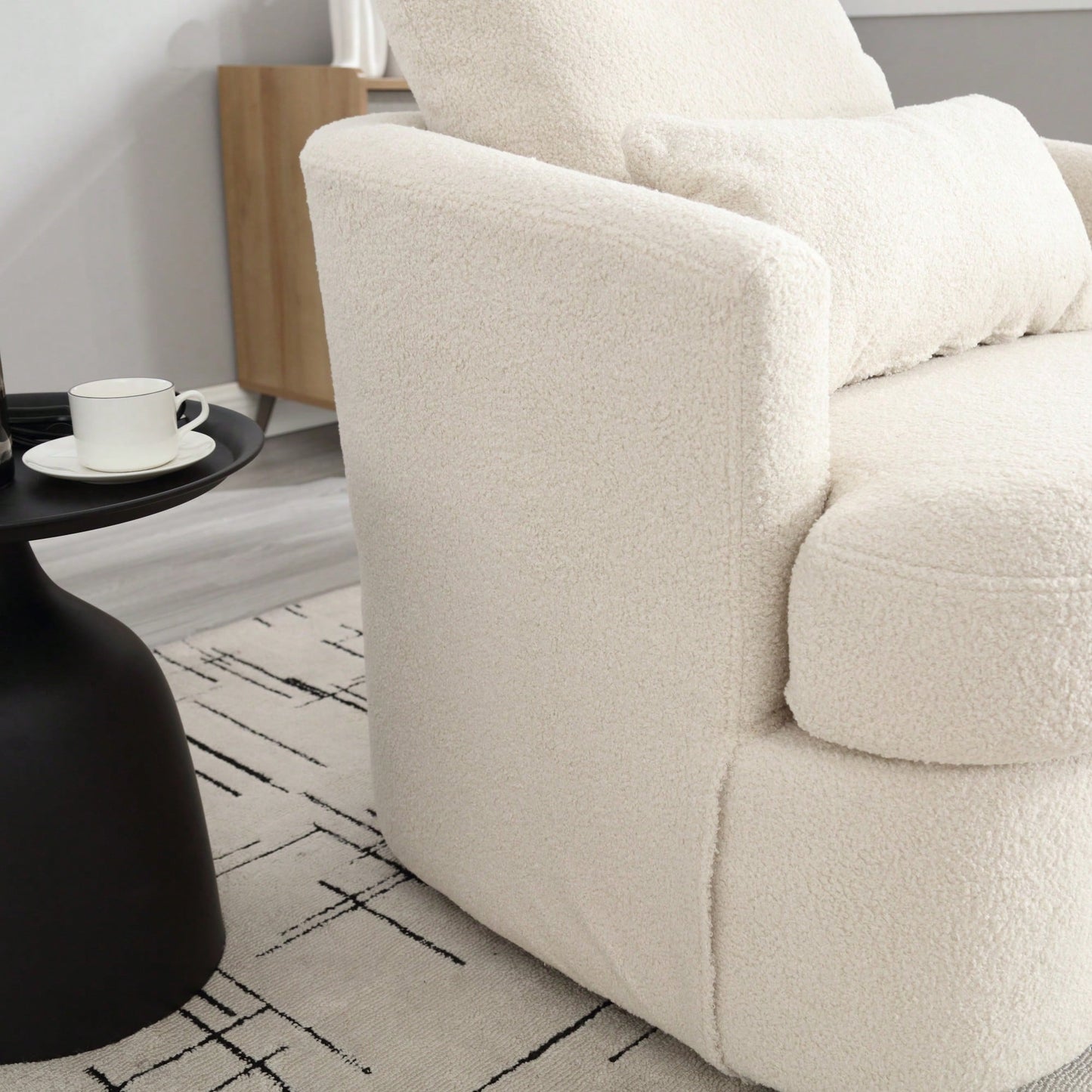 Comfy 360 Degree Swivel Barrel Accent Chair For Living Room, Nursery, Office, And Lounge In Black PU