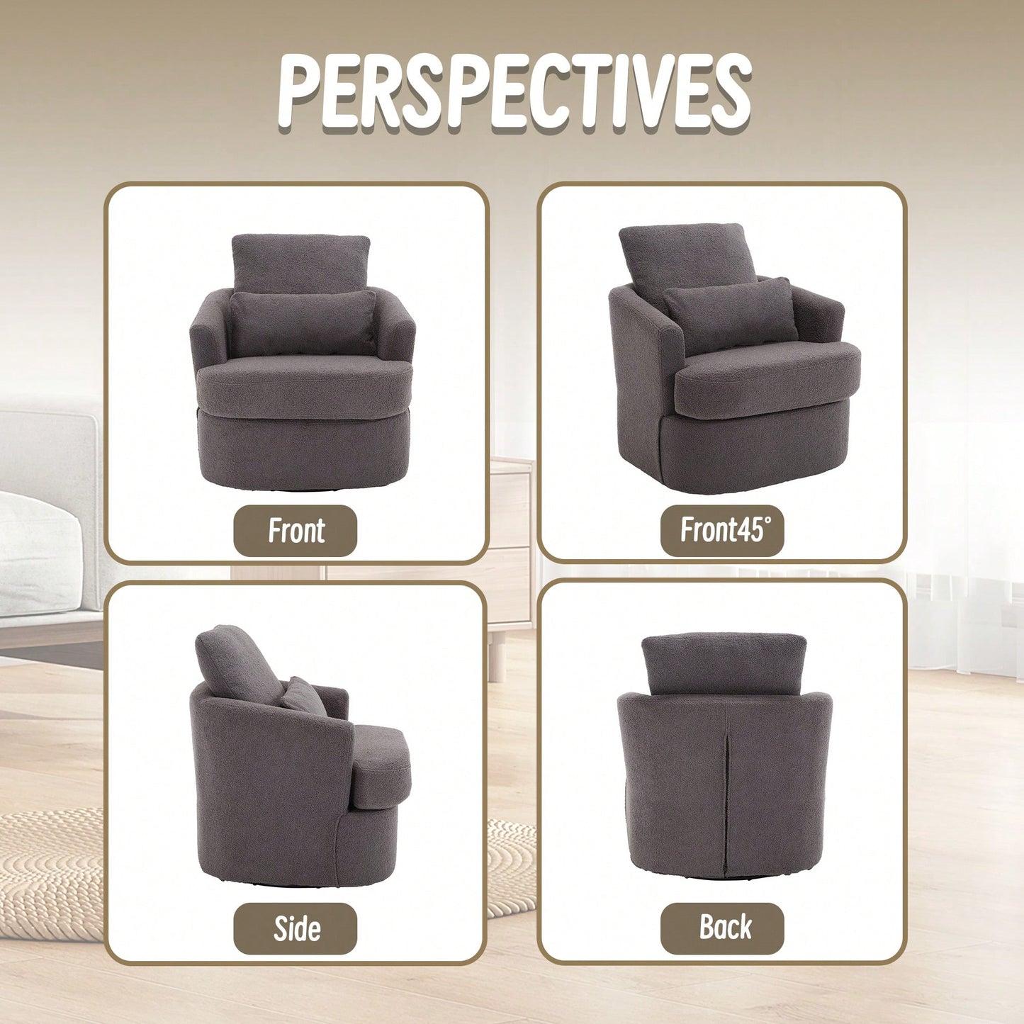 Comfy 360 Degree Swivel Barrel Accent Chair For Living Room, Nursery, Office, And Lounge In Black PU