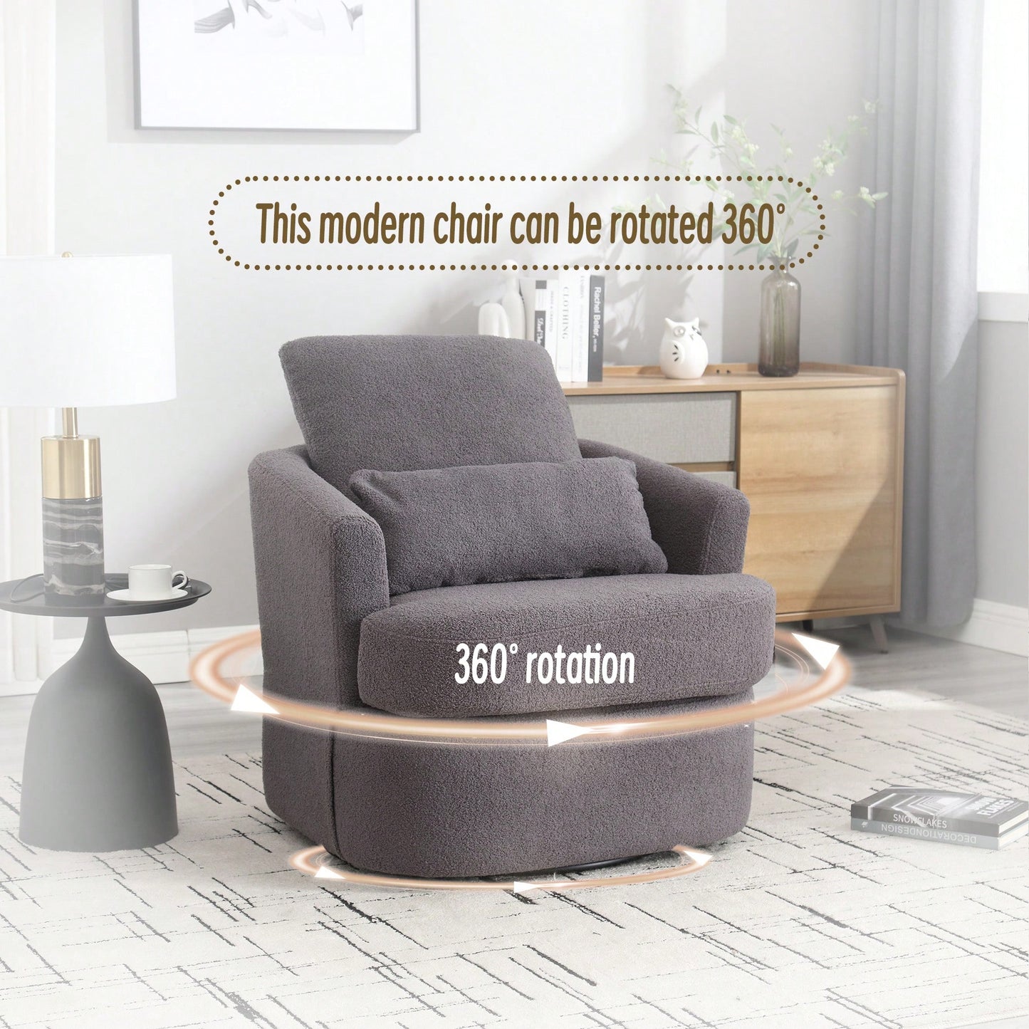Comfy 360 Degree Swivel Barrel Accent Chair For Living Room, Nursery, Office, And Lounge In Black PU