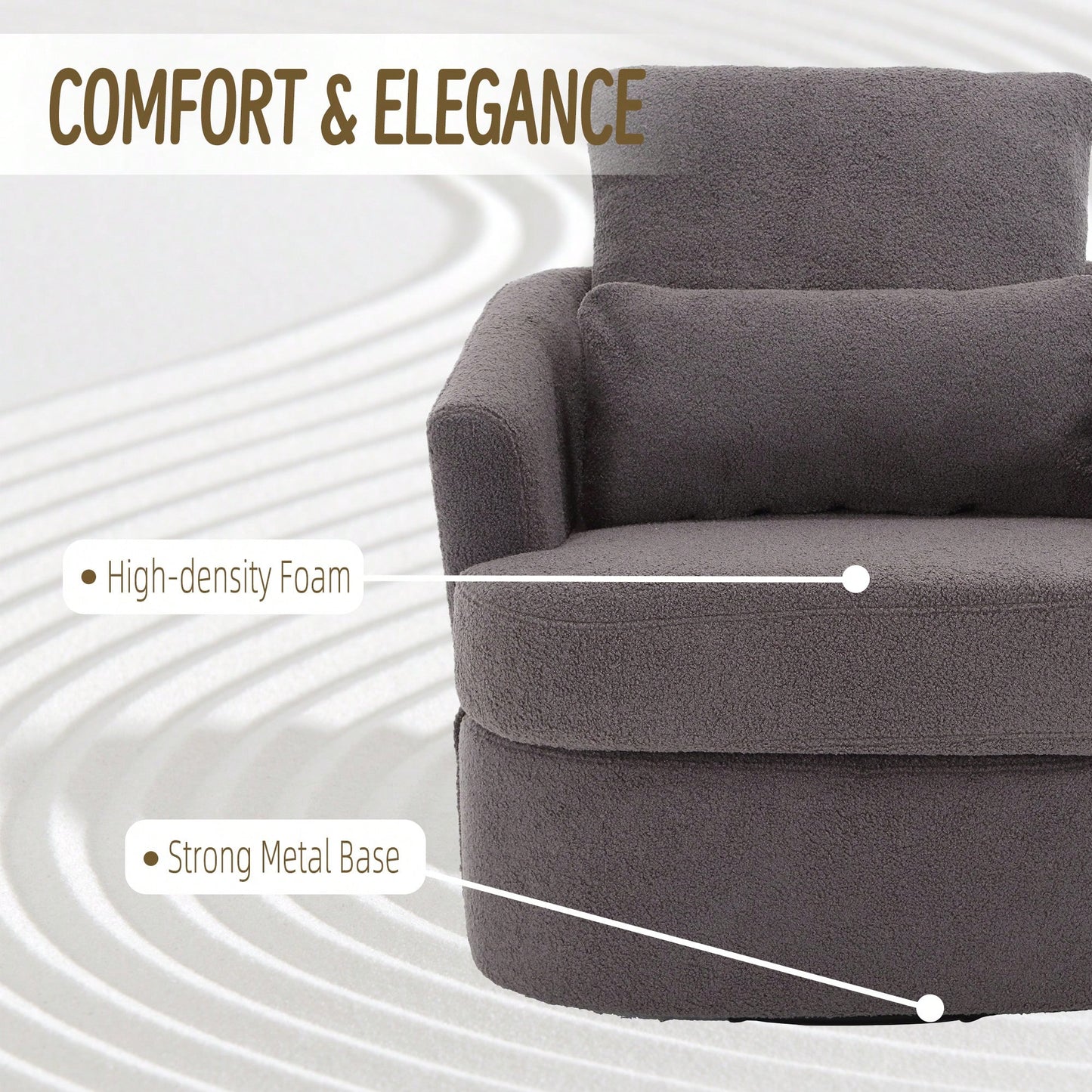 Comfy 360 Degree Swivel Barrel Accent Chair For Living Room, Nursery, Office, And Lounge In Black PU