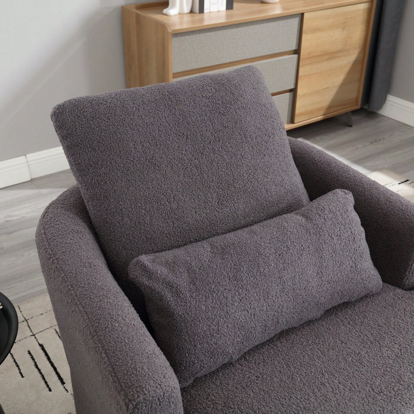 Comfy 360 Degree Swivel Barrel Accent Chair For Living Room, Nursery, Office, And Lounge In Black PU